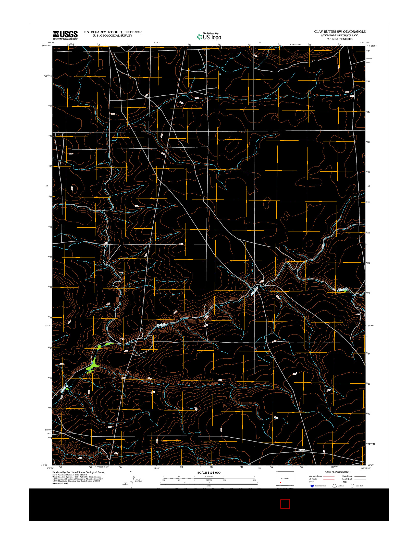 USGS US TOPO 7.5-MINUTE MAP FOR CLAY BUTTES SW, WY 2012