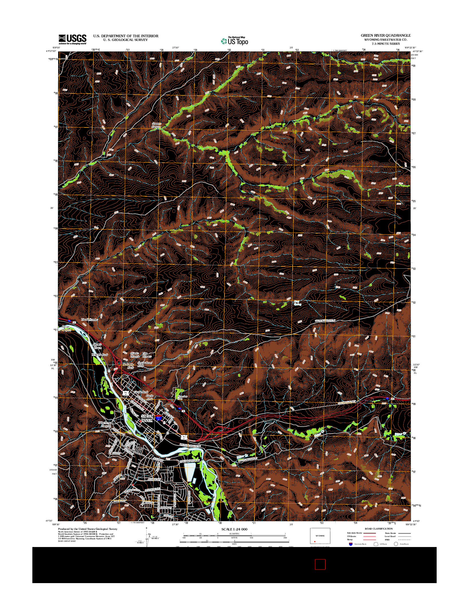 USGS US TOPO 7.5-MINUTE MAP FOR GREEN RIVER, WY 2012