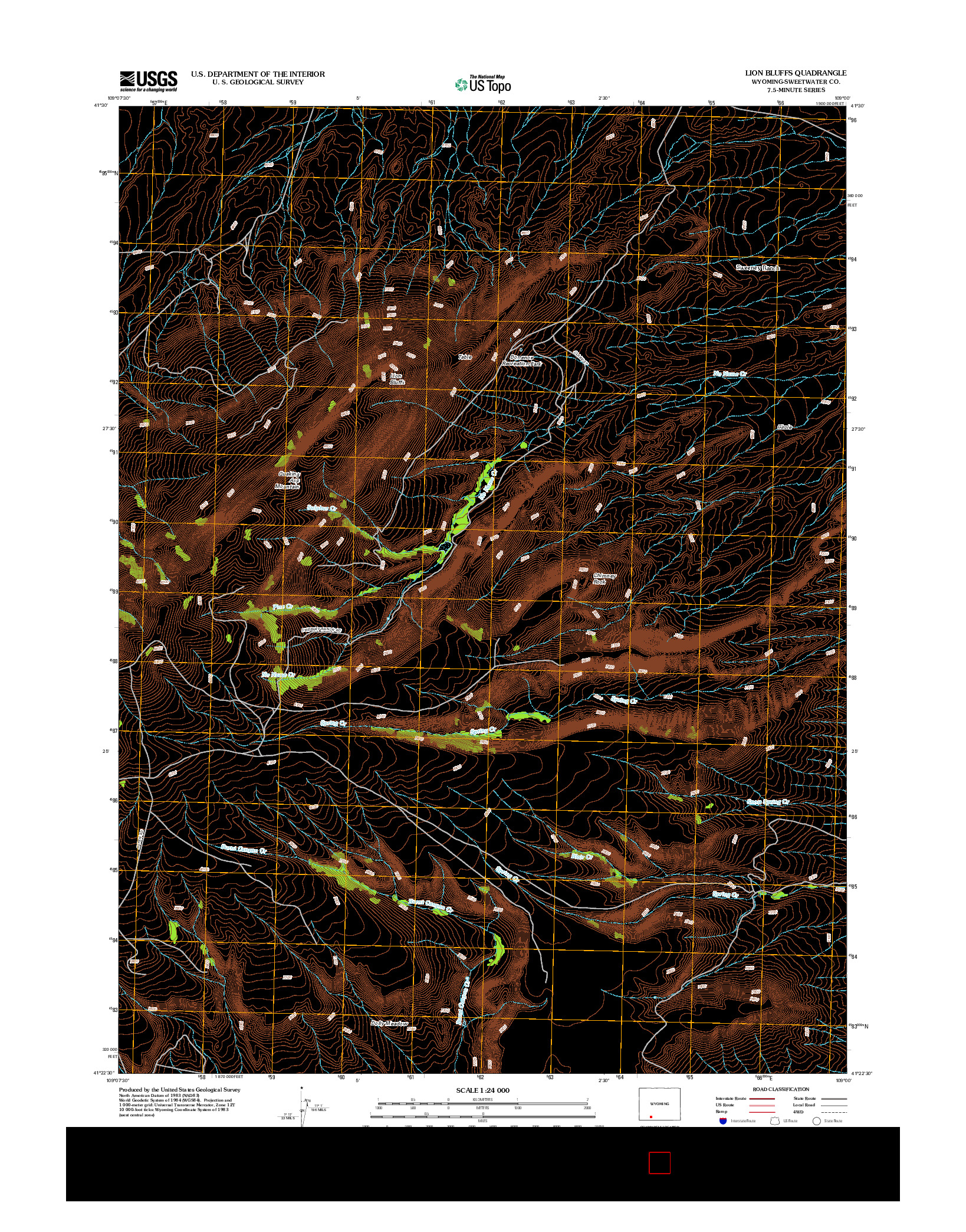 USGS US TOPO 7.5-MINUTE MAP FOR LION BLUFFS, WY 2012