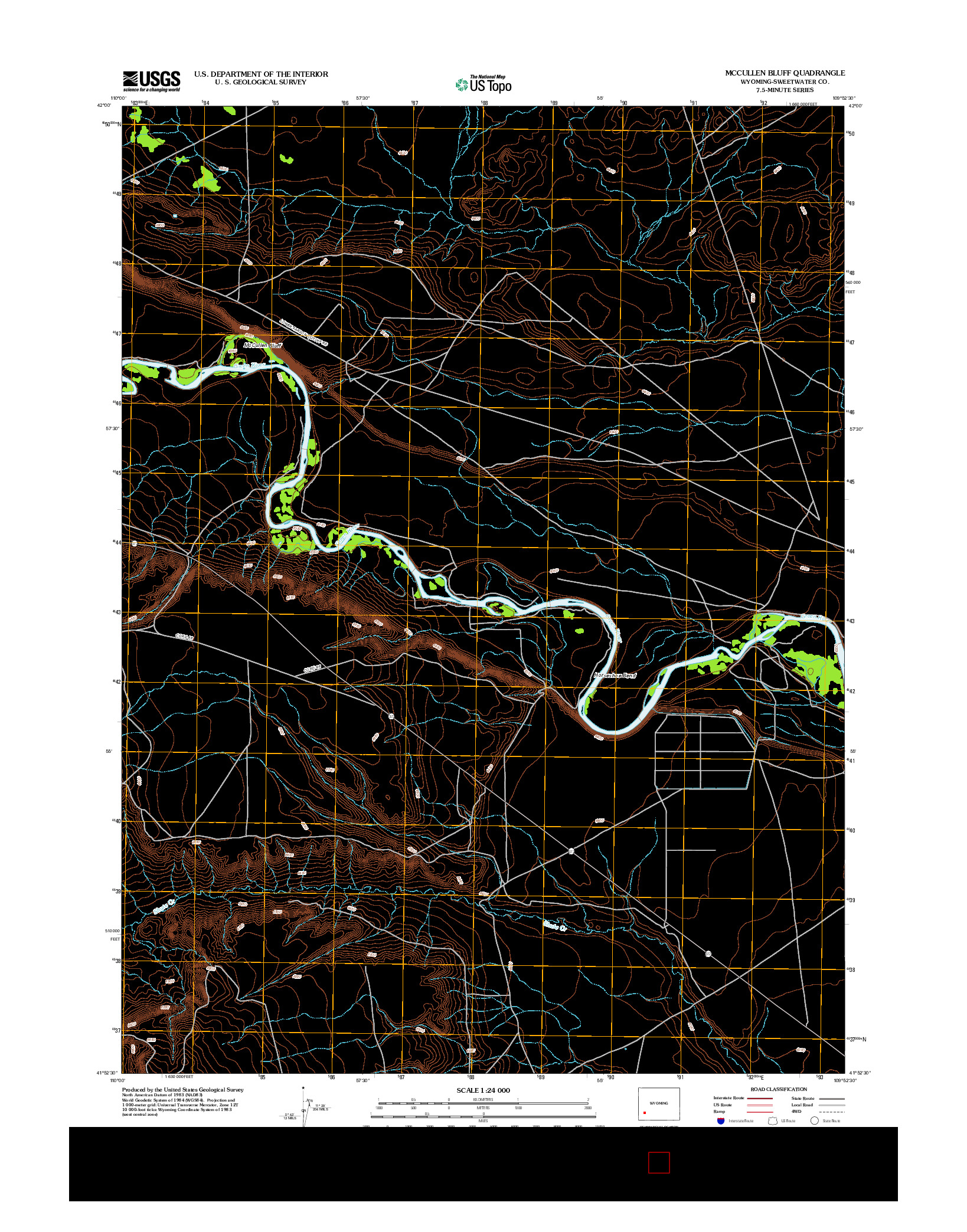 USGS US TOPO 7.5-MINUTE MAP FOR MCCULLEN BLUFF, WY 2012