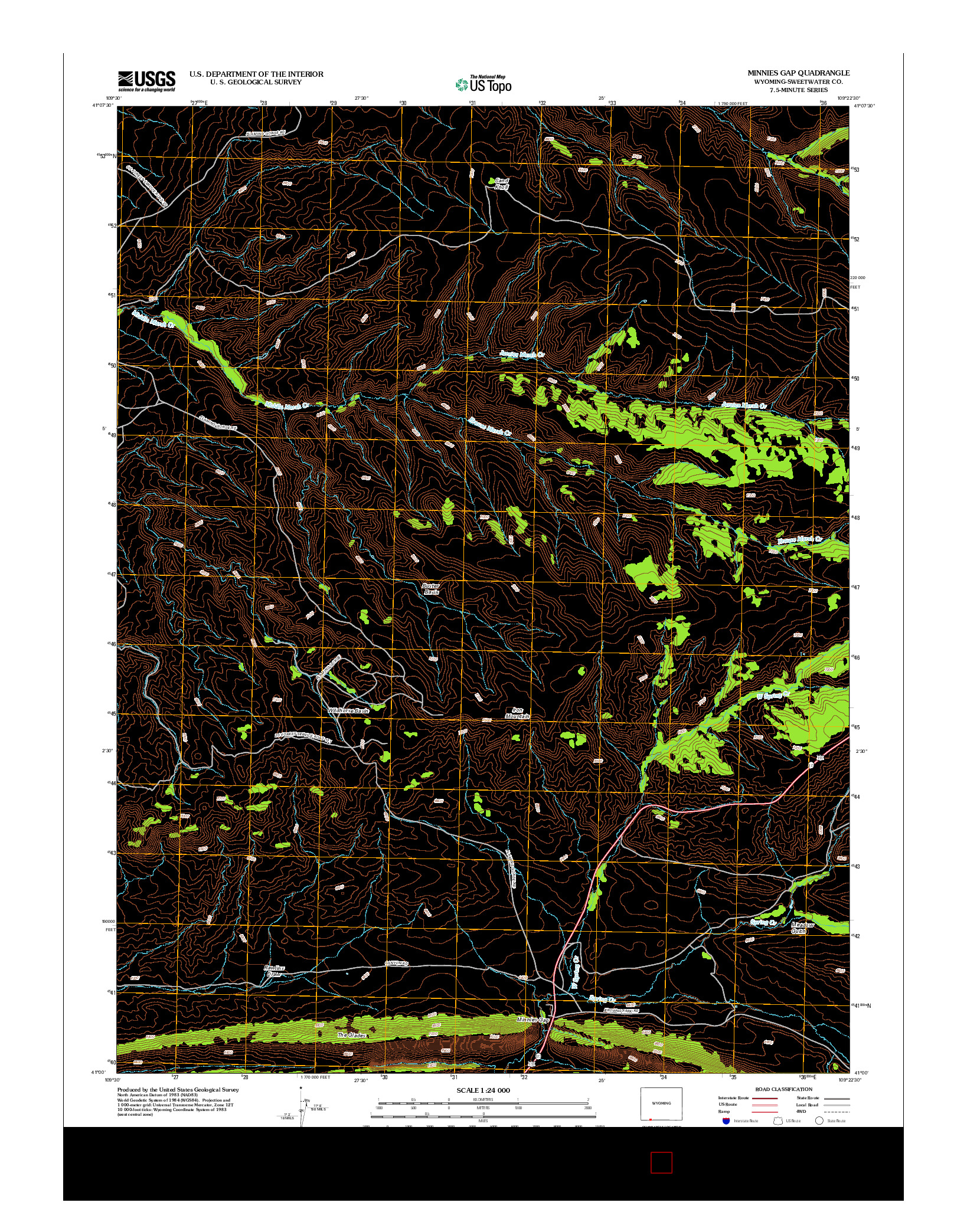 USGS US TOPO 7.5-MINUTE MAP FOR MINNIES GAP, WY 2012