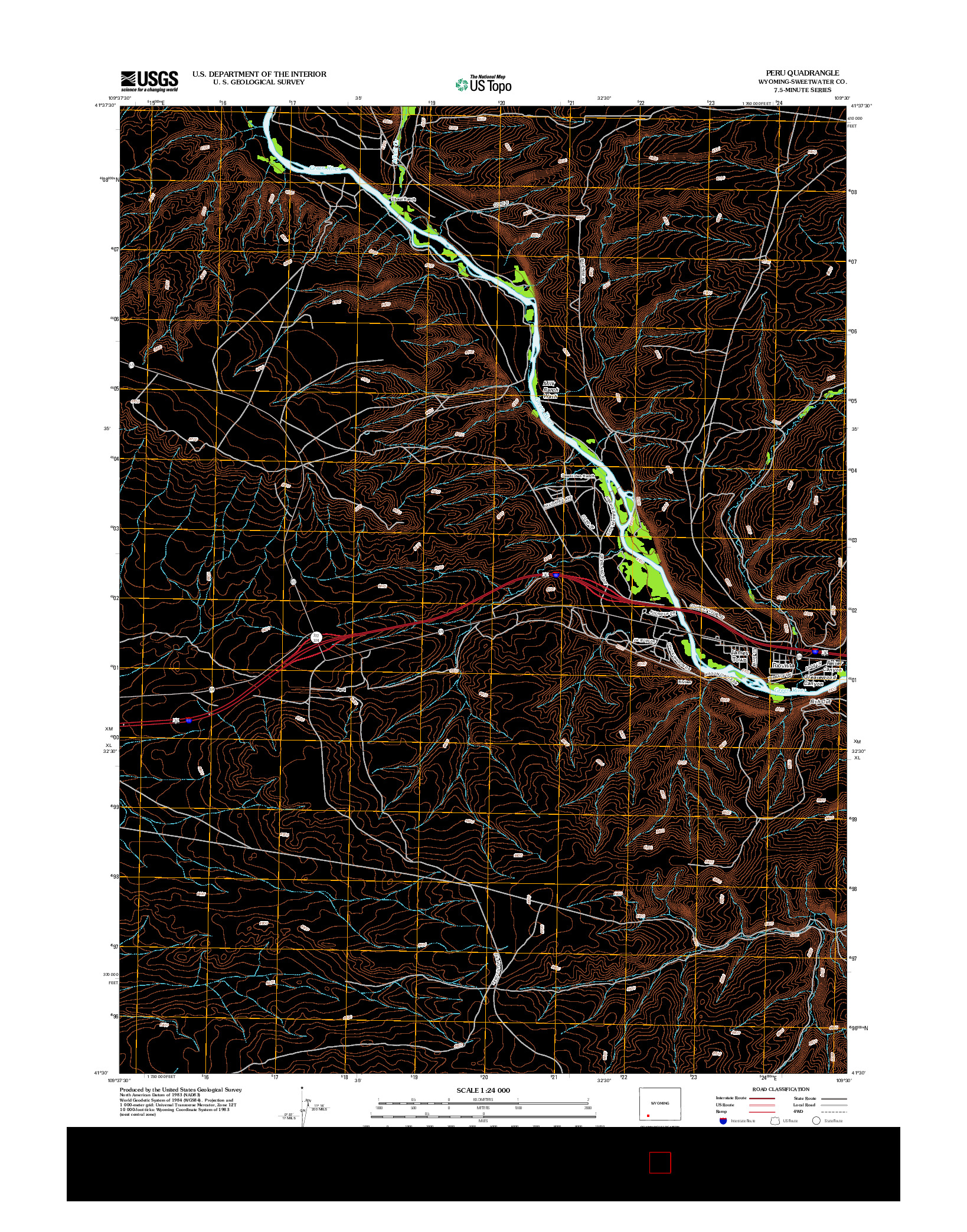 USGS US TOPO 7.5-MINUTE MAP FOR PERU, WY 2012