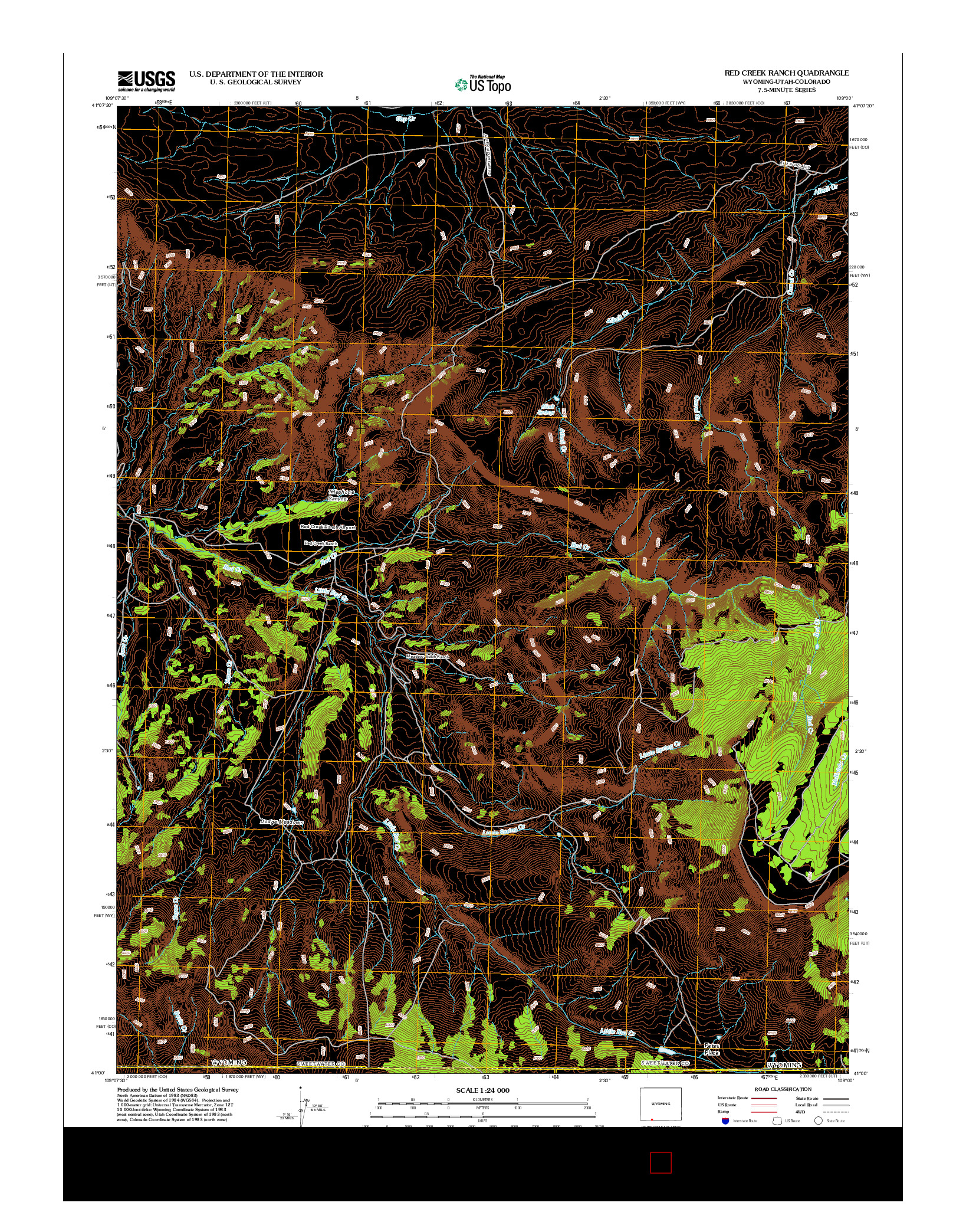 USGS US TOPO 7.5-MINUTE MAP FOR RED CREEK RANCH, WY-UT-CO 2012