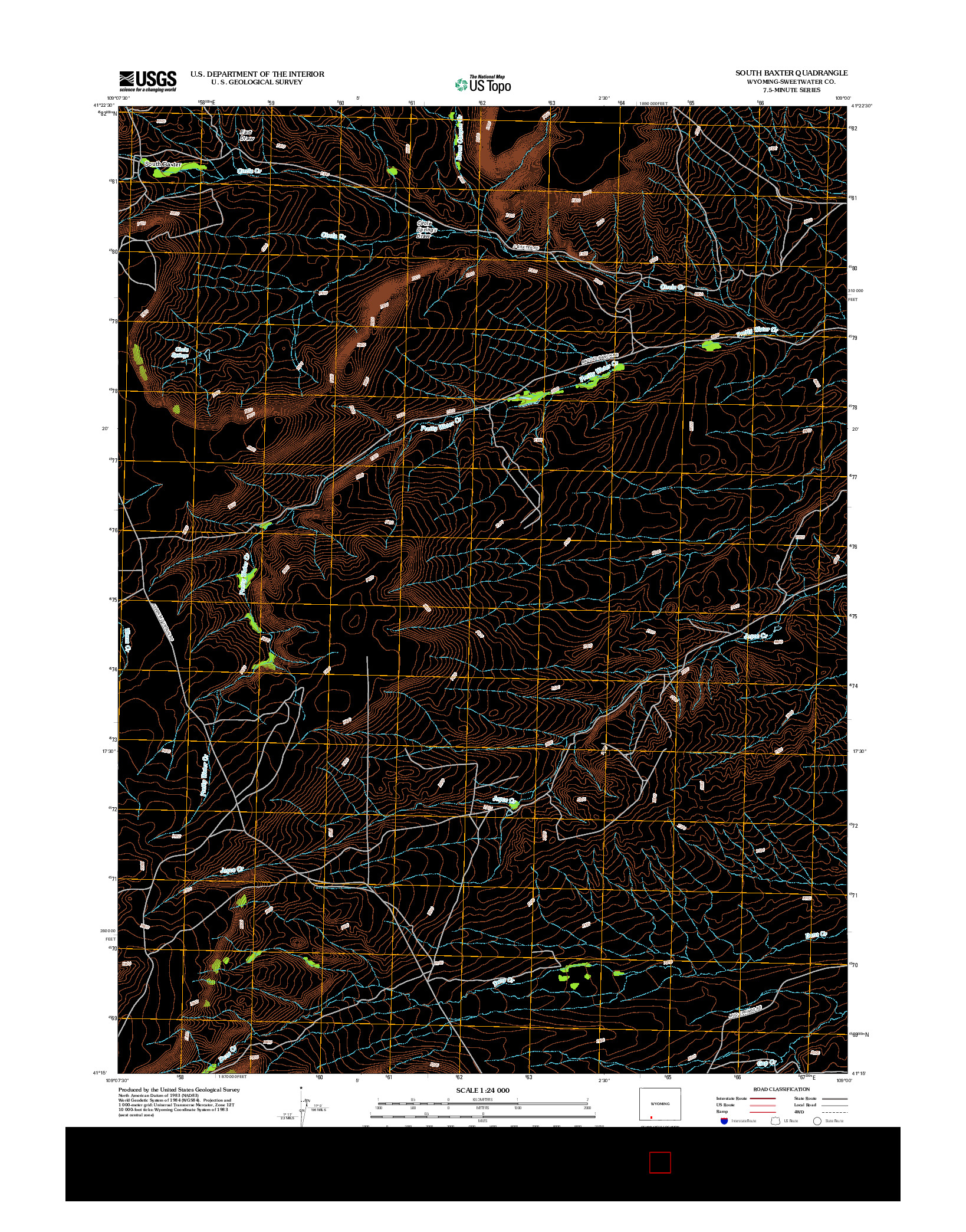 USGS US TOPO 7.5-MINUTE MAP FOR SOUTH BAXTER, WY 2012