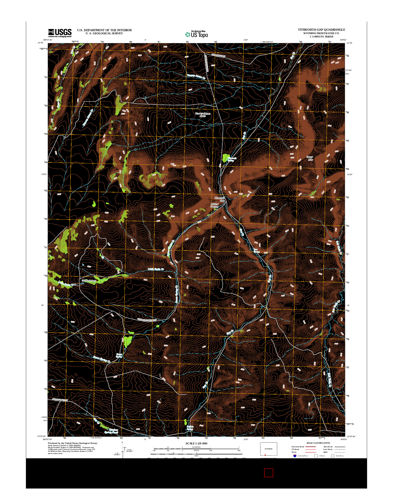 USGS US TOPO 7.5-MINUTE MAP FOR TITSWORTH GAP, WY 2012