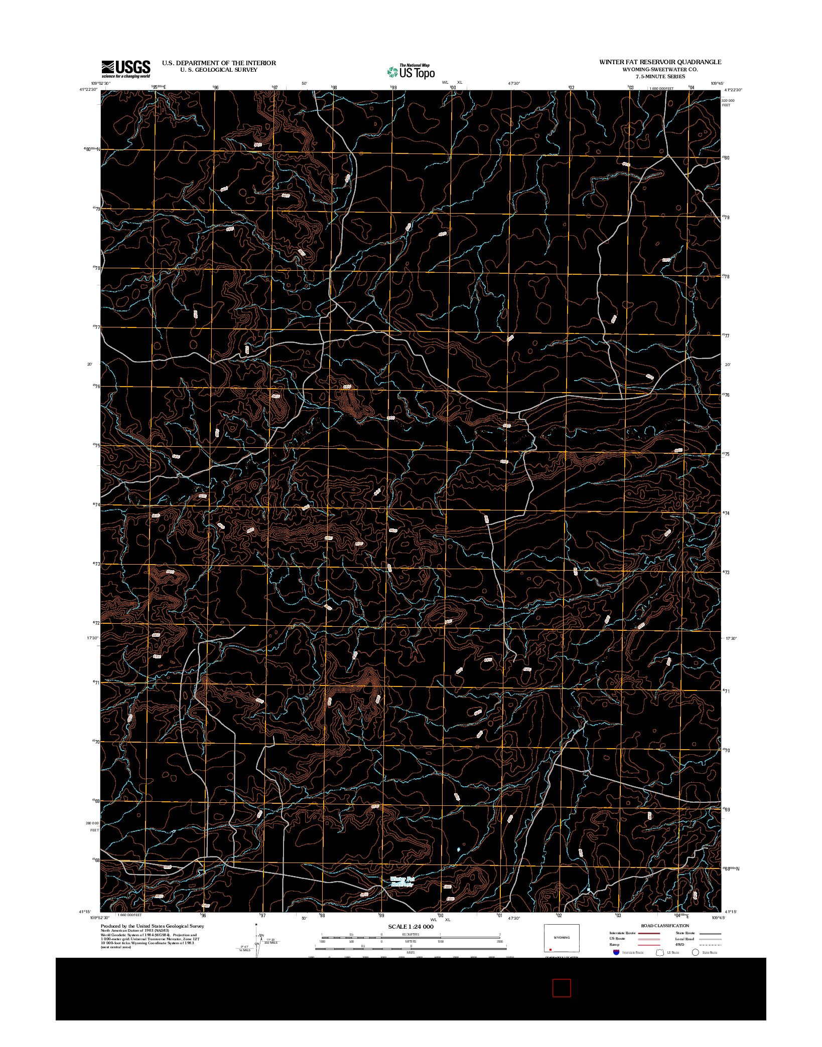 USGS US TOPO 7.5-MINUTE MAP FOR WINTER FAT RESERVOIR, WY 2012