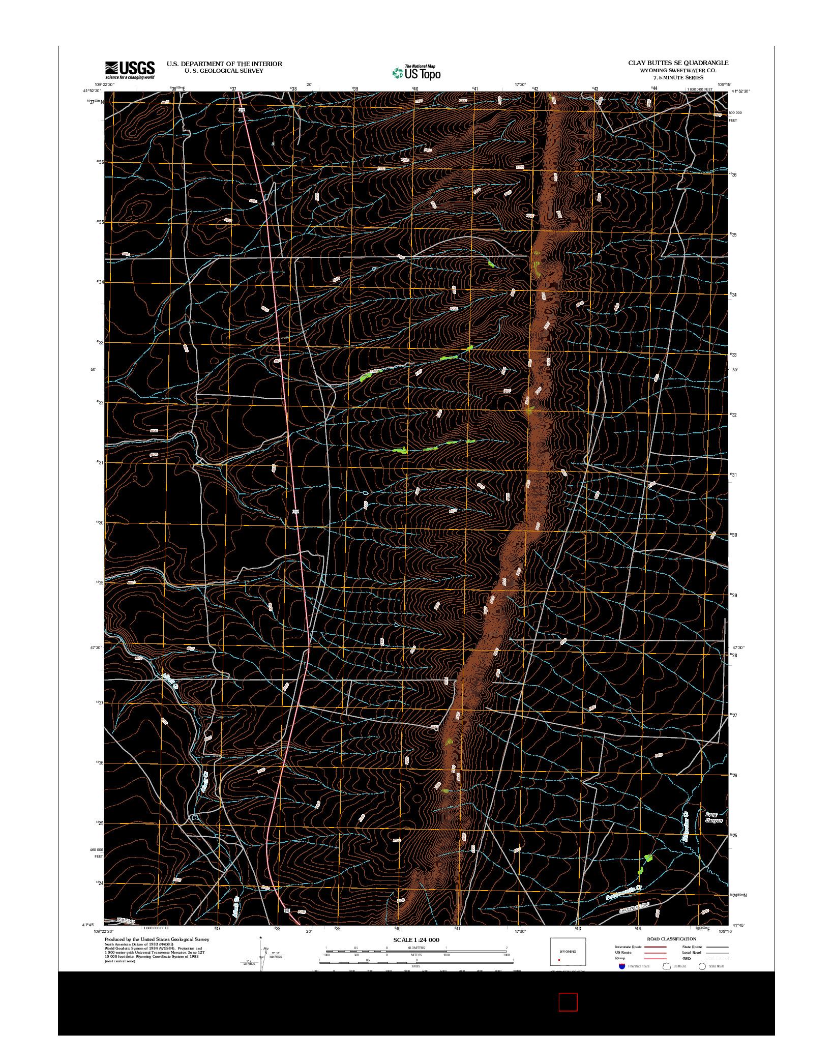 USGS US TOPO 7.5-MINUTE MAP FOR CLAY BUTTES SE, WY 2012