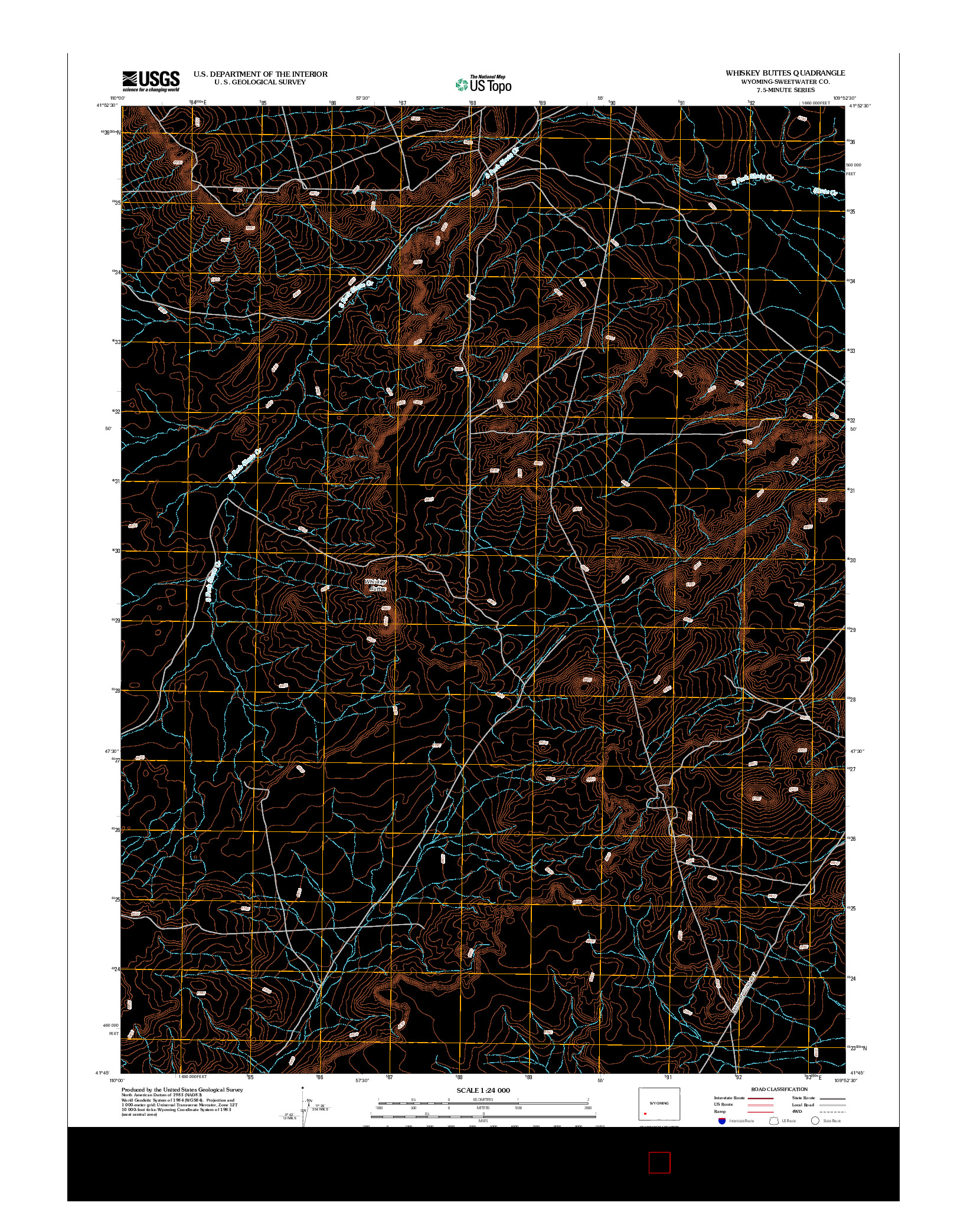 USGS US TOPO 7.5-MINUTE MAP FOR WHISKEY BUTTES, WY 2012