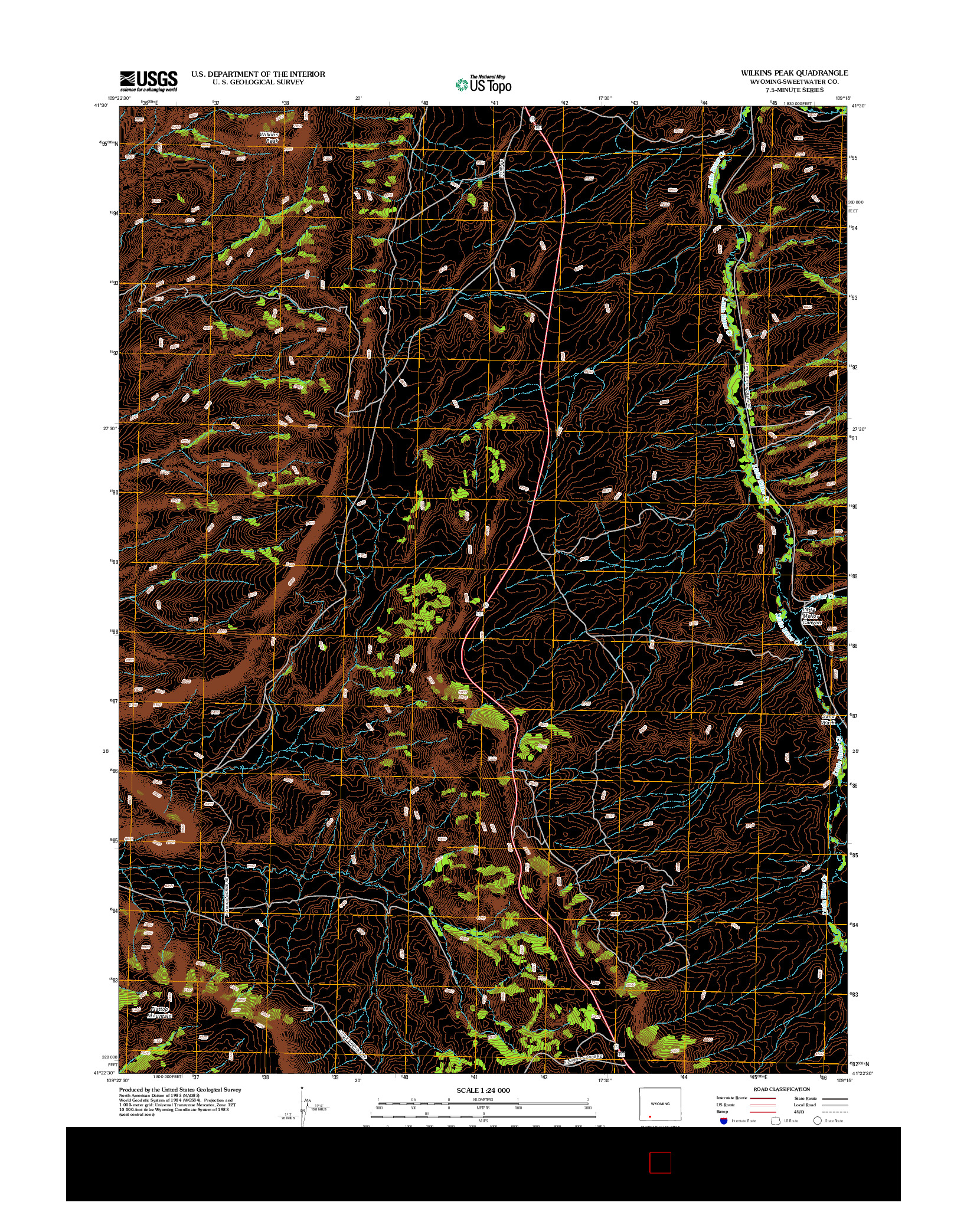 USGS US TOPO 7.5-MINUTE MAP FOR WILKINS PEAK, WY 2012