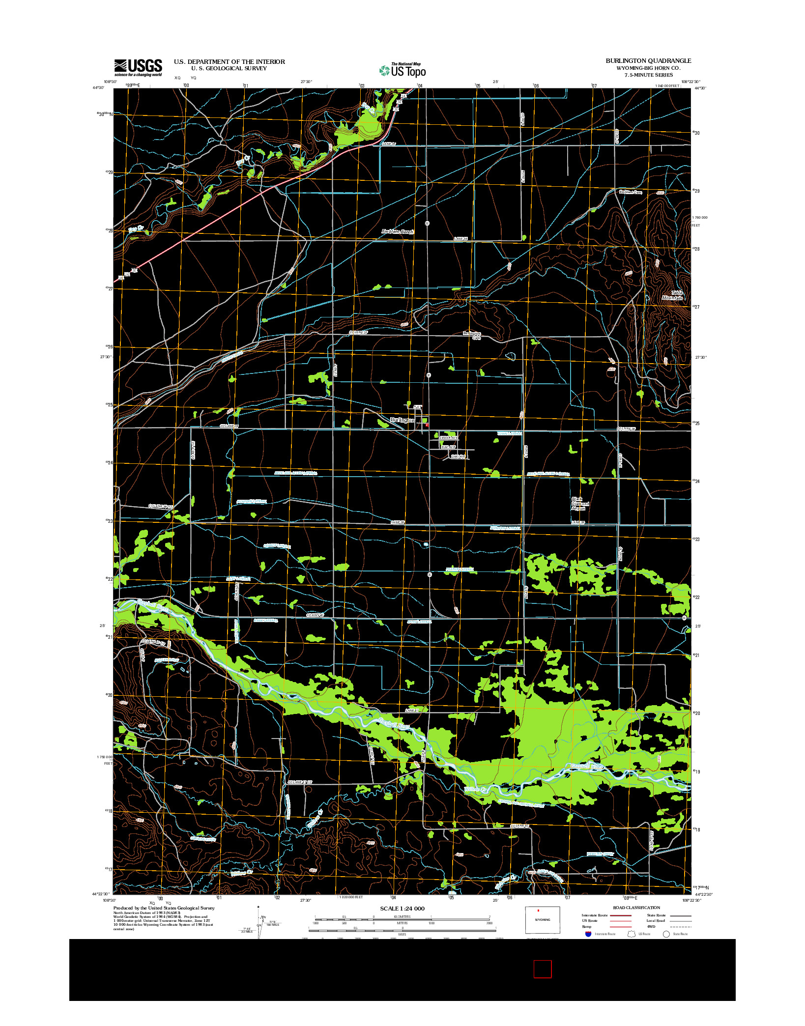 USGS US TOPO 7.5-MINUTE MAP FOR BURLINGTON, WY 2012