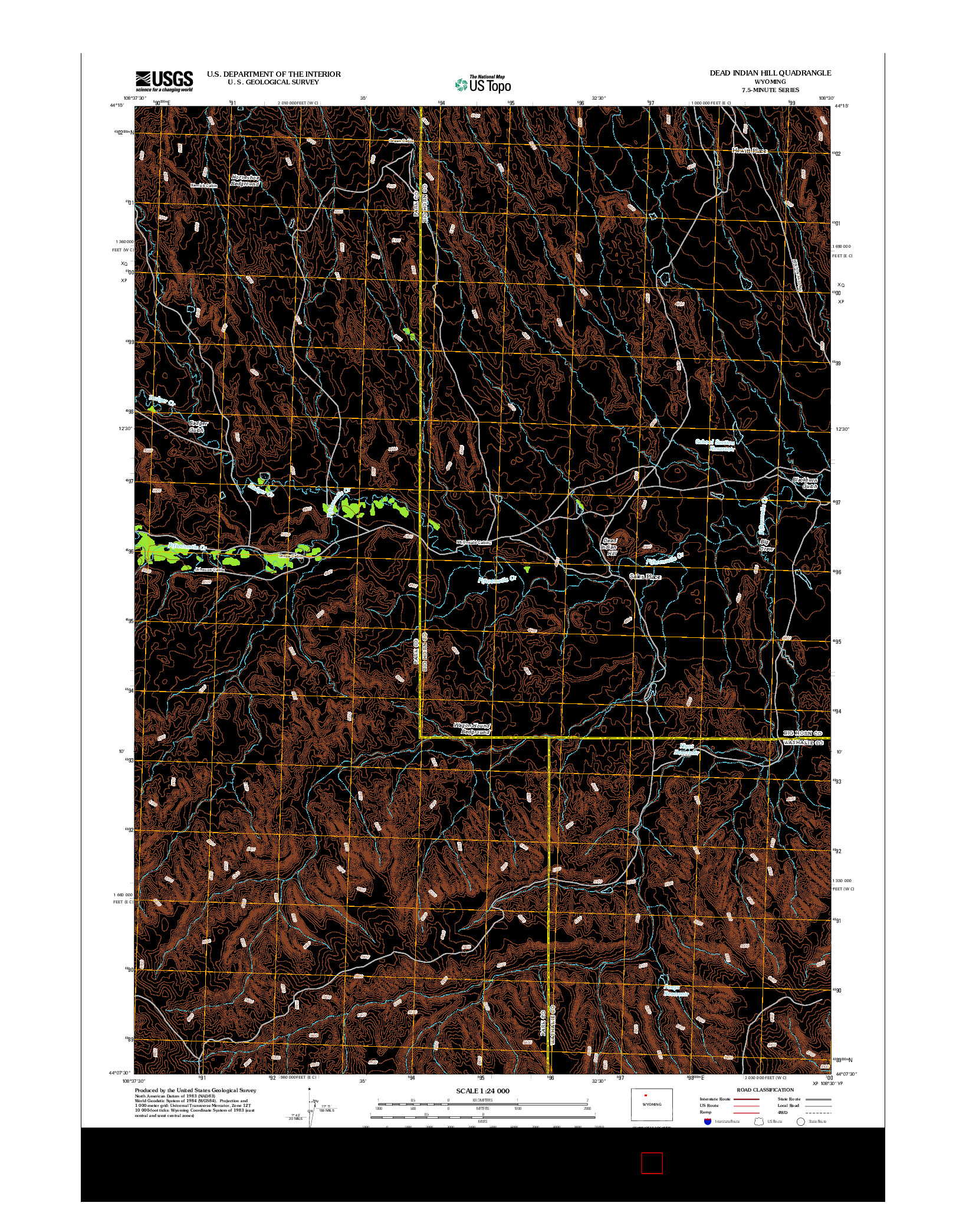 USGS US TOPO 7.5-MINUTE MAP FOR DEAD INDIAN HILL, WY 2012