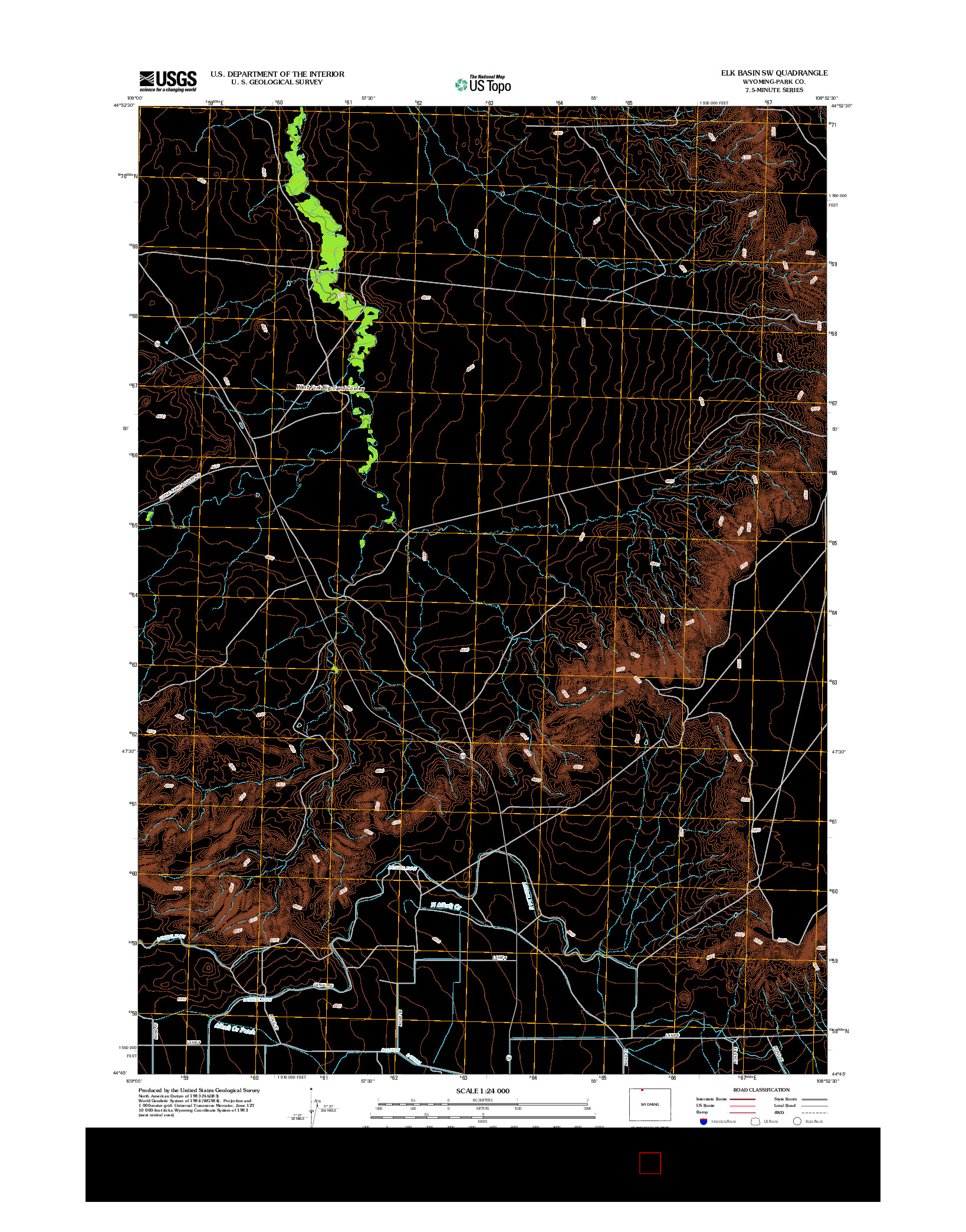 USGS US TOPO 7.5-MINUTE MAP FOR ELK BASIN SW, WY 2012
