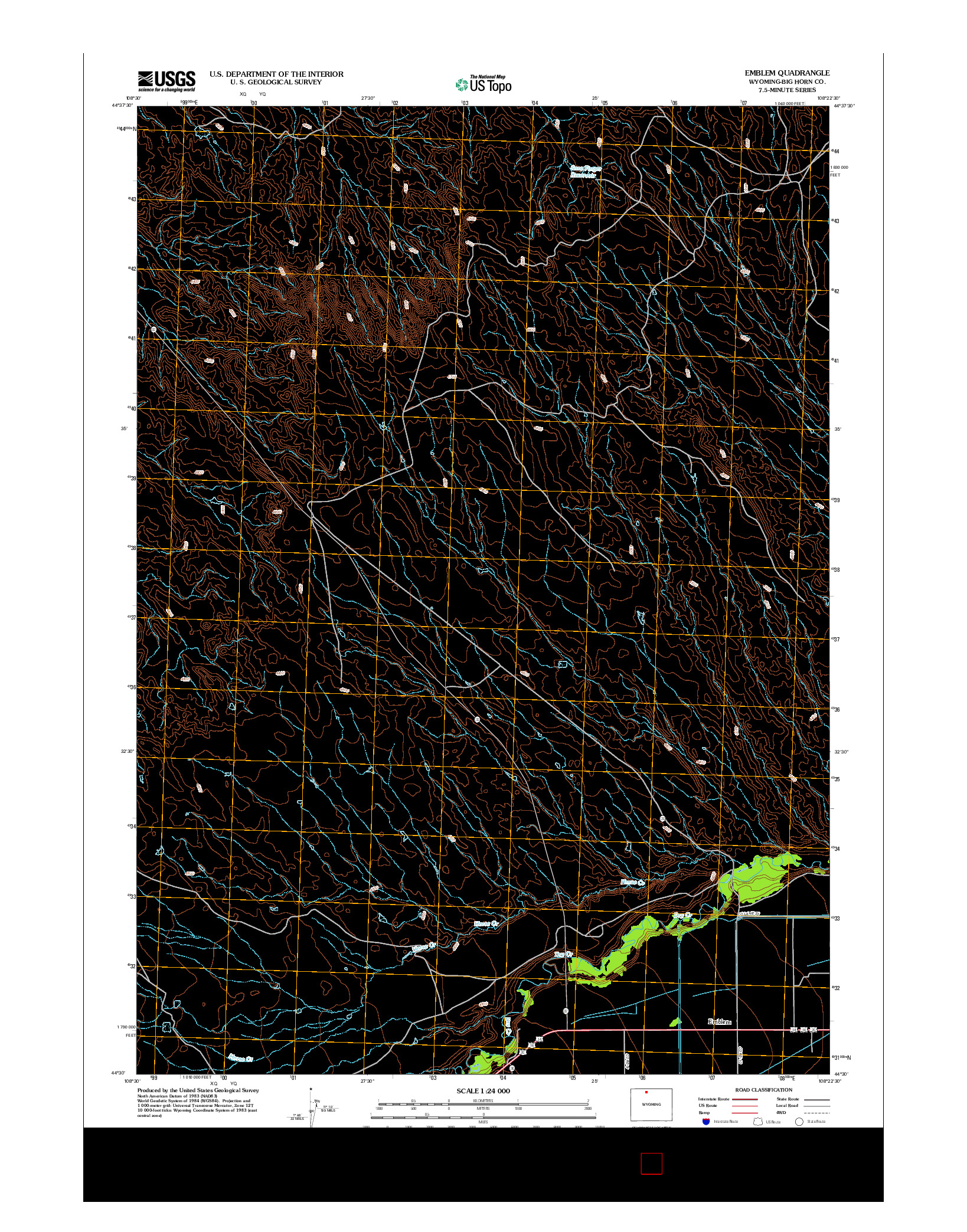 USGS US TOPO 7.5-MINUTE MAP FOR EMBLEM, WY 2012