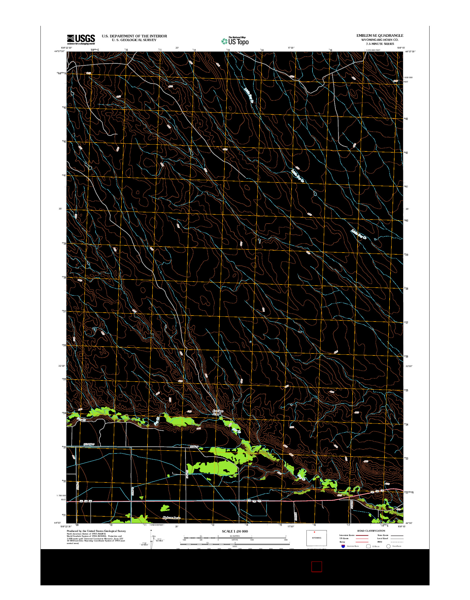 USGS US TOPO 7.5-MINUTE MAP FOR EMBLEM SE, WY 2012