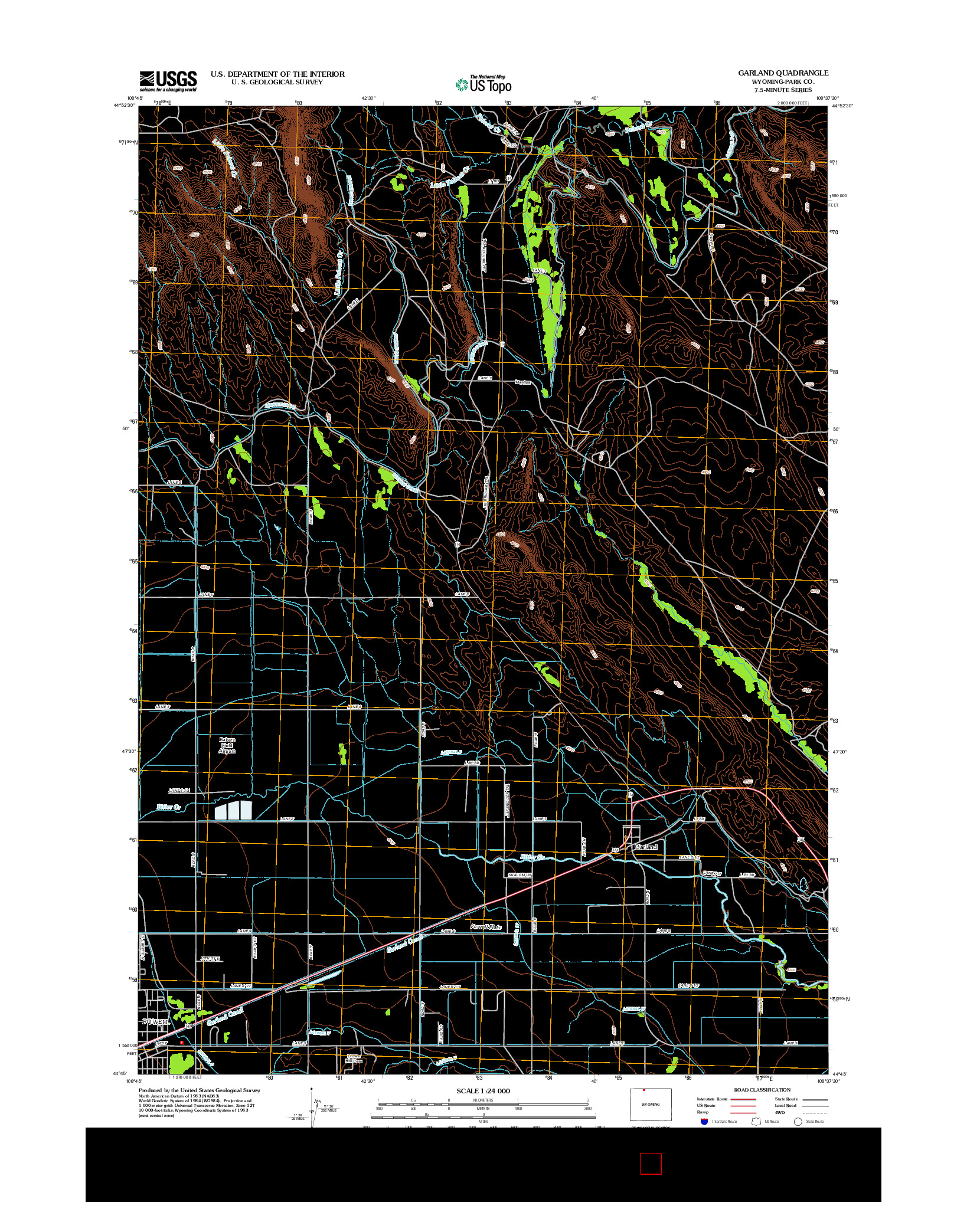USGS US TOPO 7.5-MINUTE MAP FOR GARLAND, WY 2012