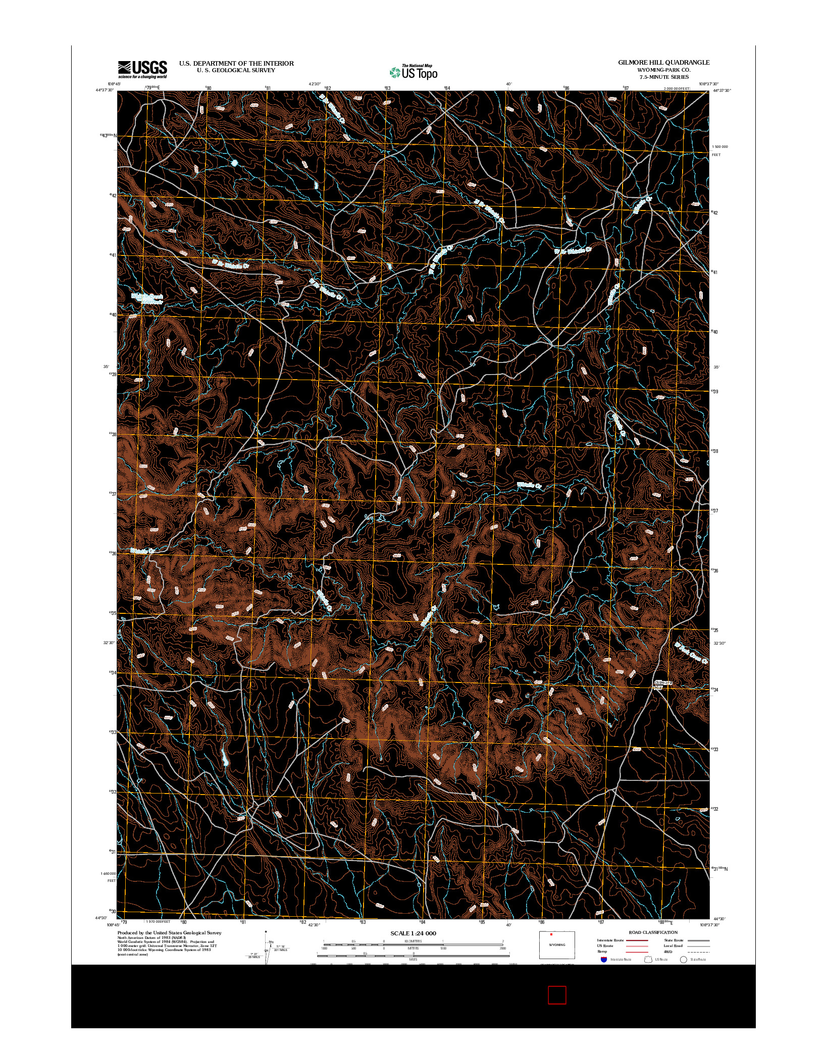 USGS US TOPO 7.5-MINUTE MAP FOR GILMORE HILL, WY 2012