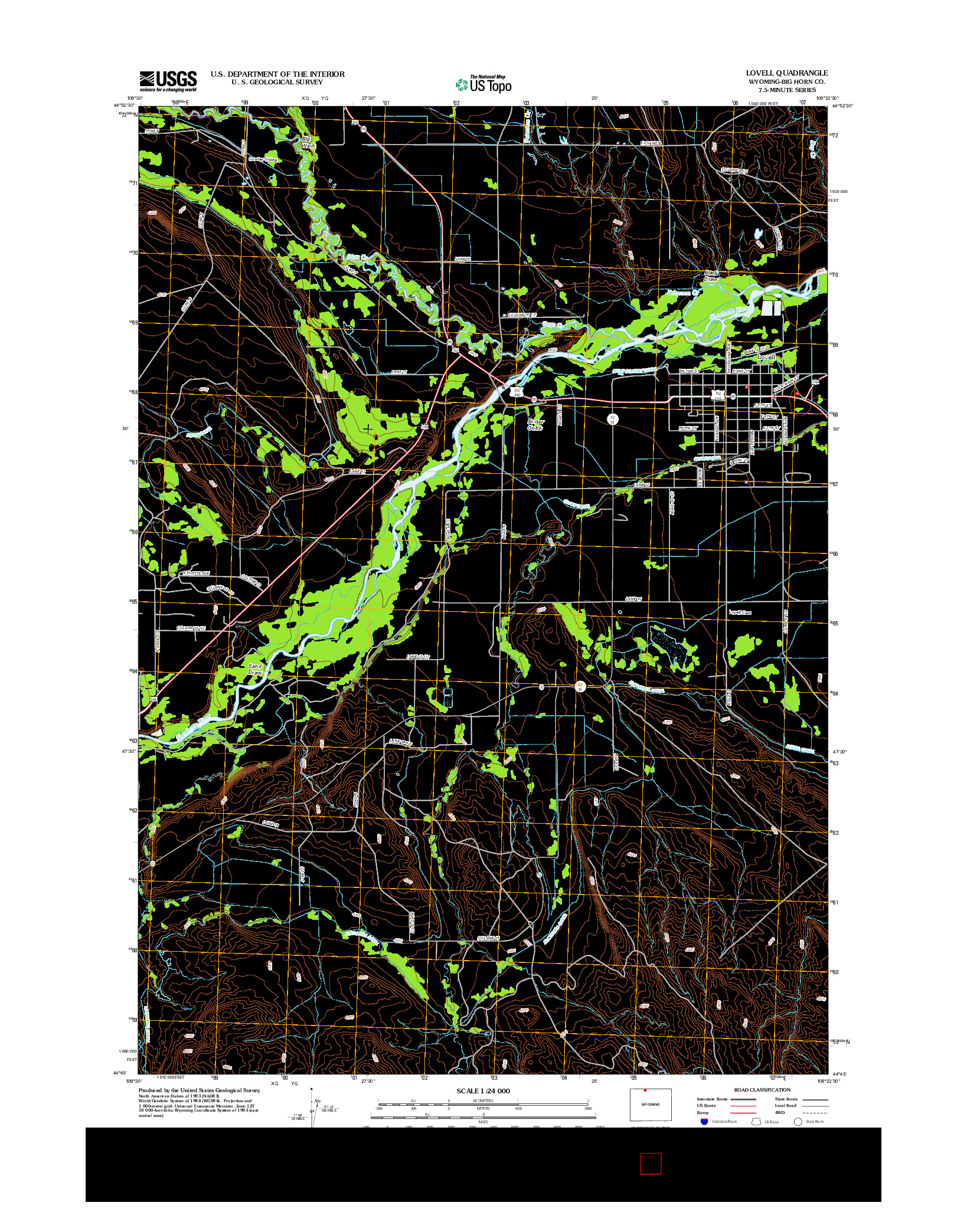 USGS US TOPO 7.5-MINUTE MAP FOR LOVELL, WY 2012