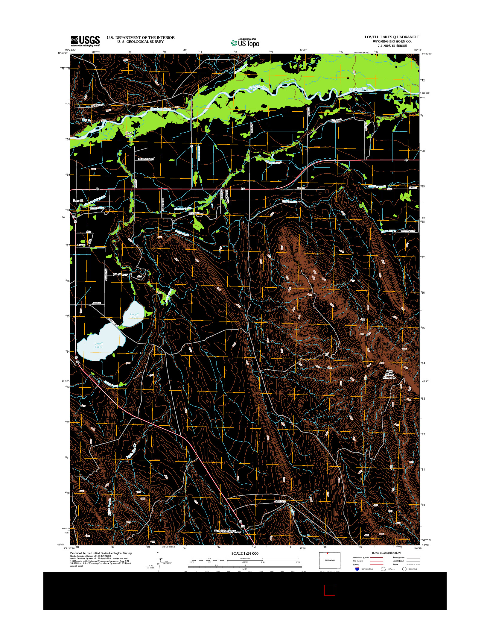 USGS US TOPO 7.5-MINUTE MAP FOR LOVELL LAKES, WY 2012