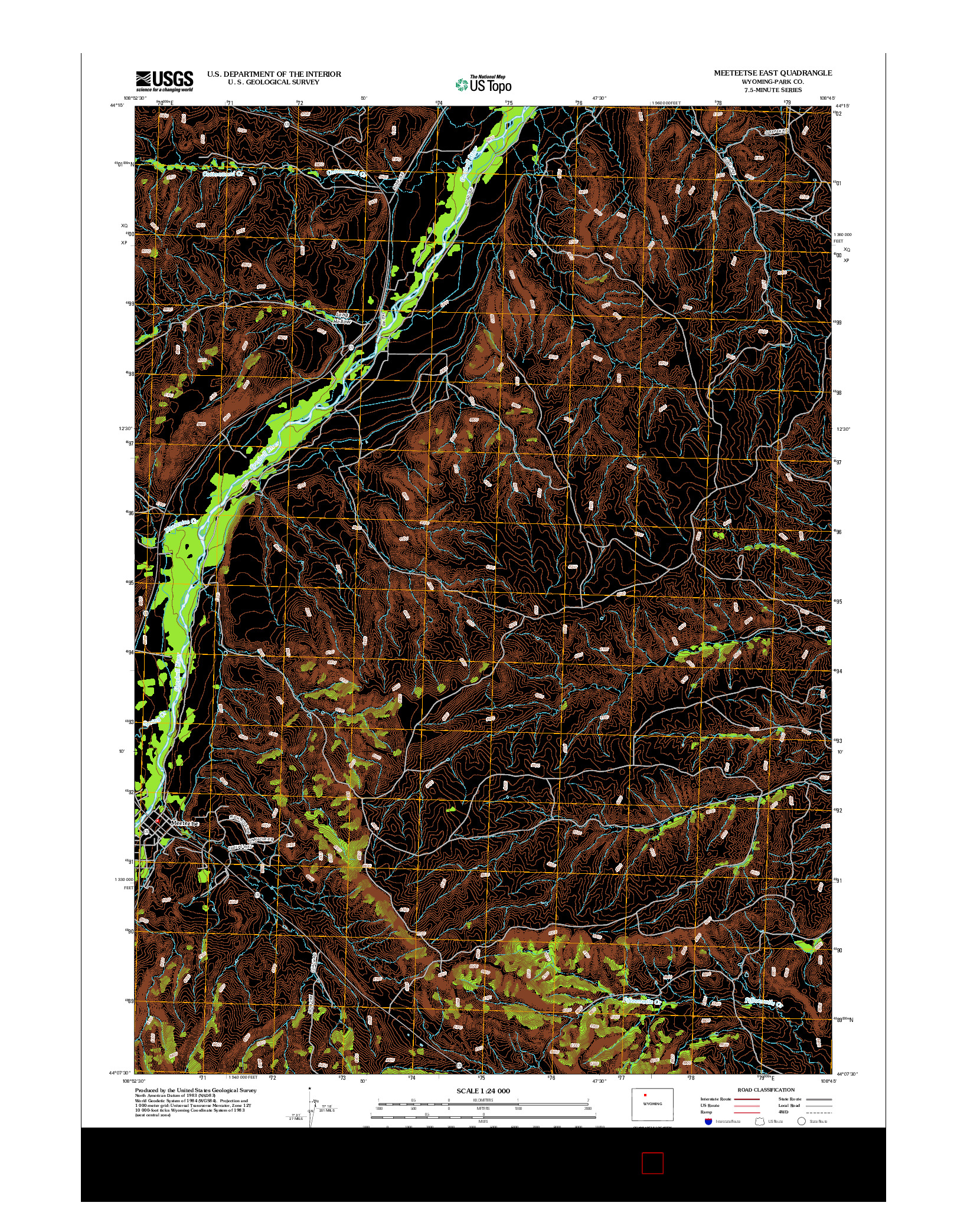 USGS US TOPO 7.5-MINUTE MAP FOR MEETEETSE EAST, WY 2012