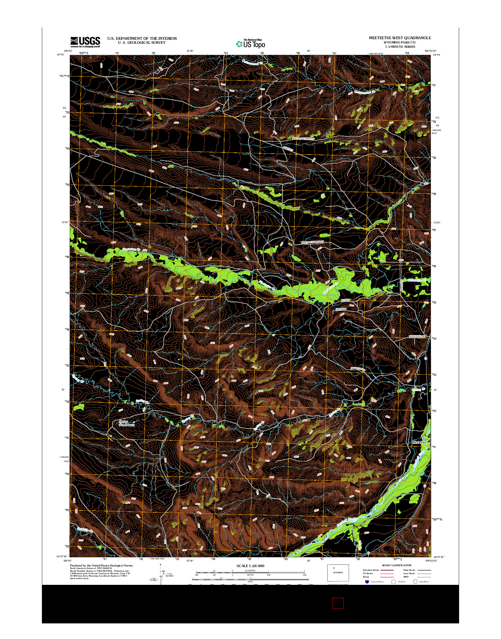 USGS US TOPO 7.5-MINUTE MAP FOR MEETEETSE WEST, WY 2012