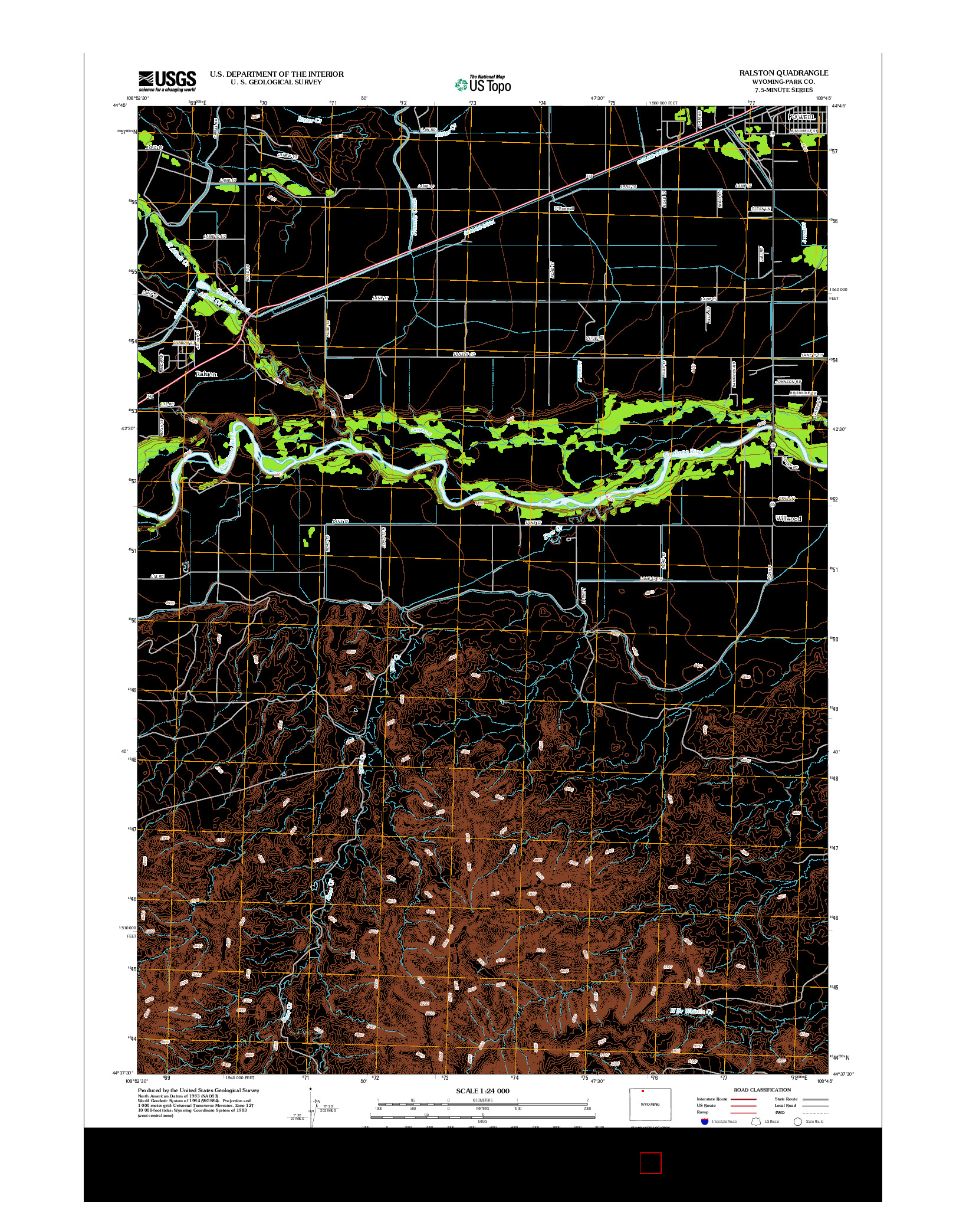 USGS US TOPO 7.5-MINUTE MAP FOR RALSTON, WY 2012