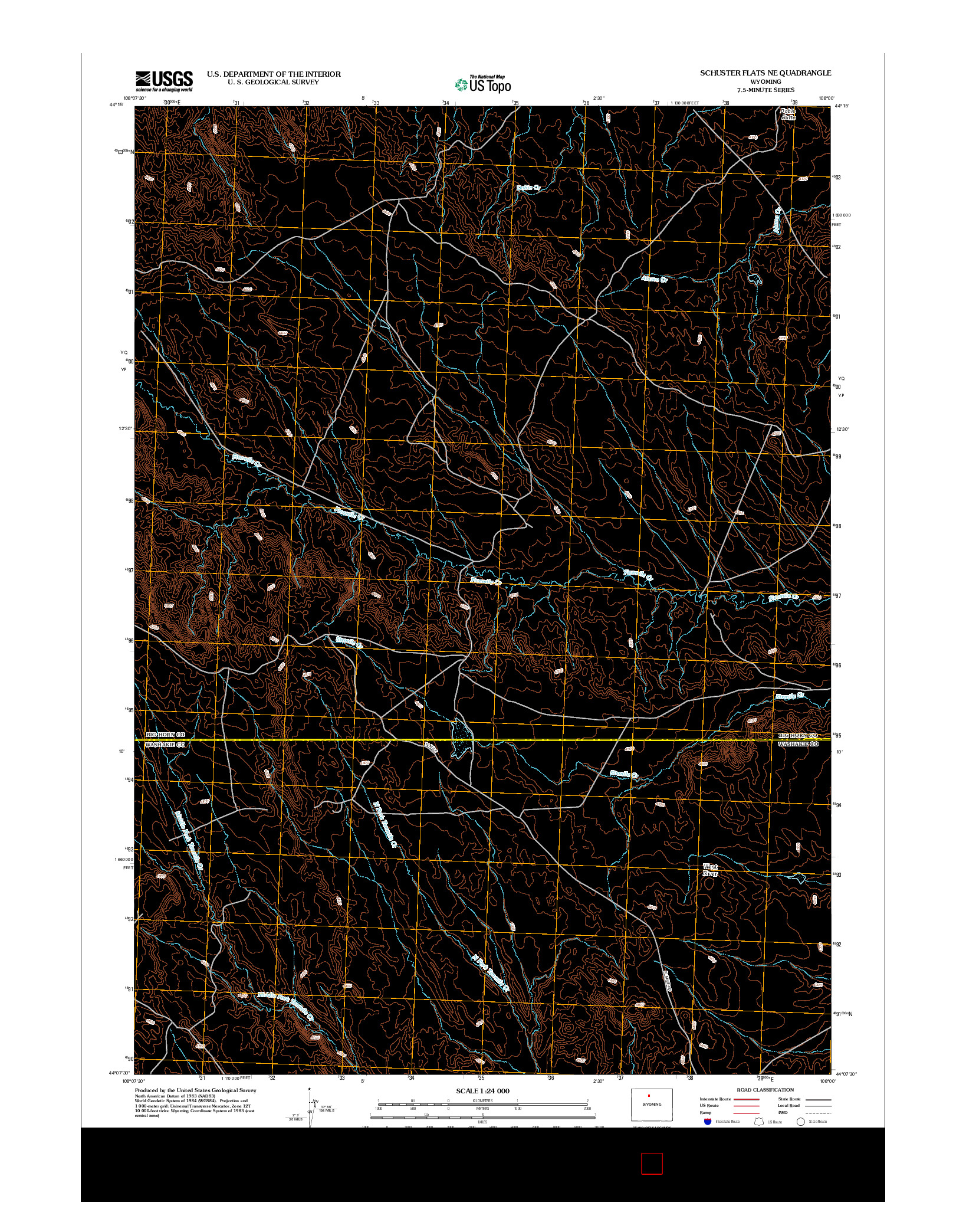 USGS US TOPO 7.5-MINUTE MAP FOR SCHUSTER FLATS NE, WY 2012