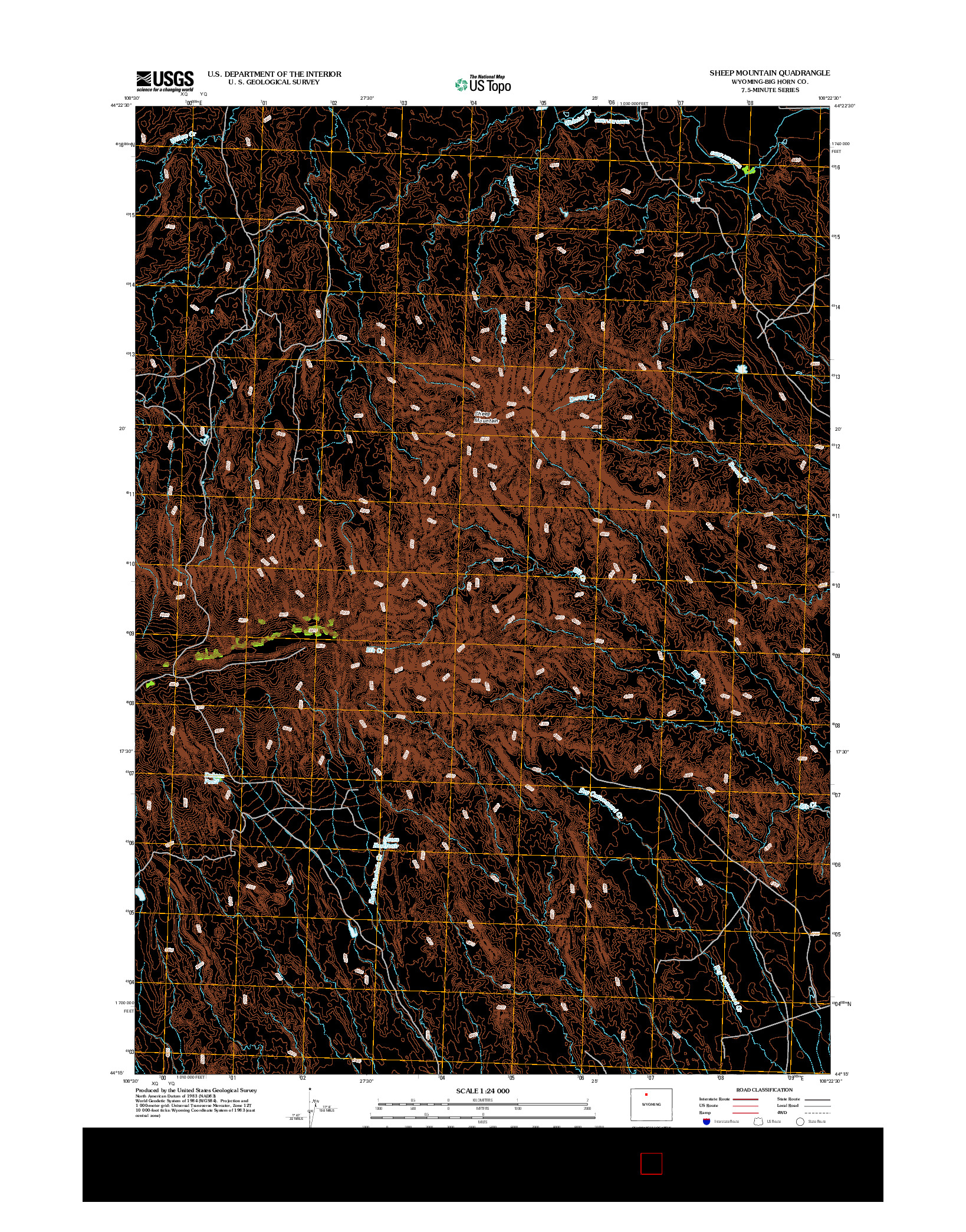 USGS US TOPO 7.5-MINUTE MAP FOR SHEEP MOUNTAIN, WY 2012