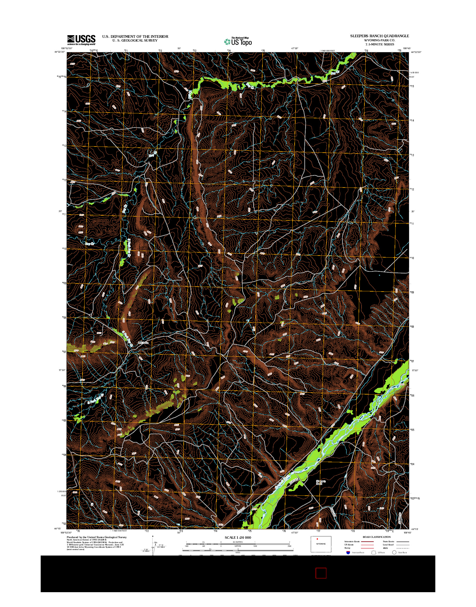 USGS US TOPO 7.5-MINUTE MAP FOR SLEEPERS RANCH, WY 2012
