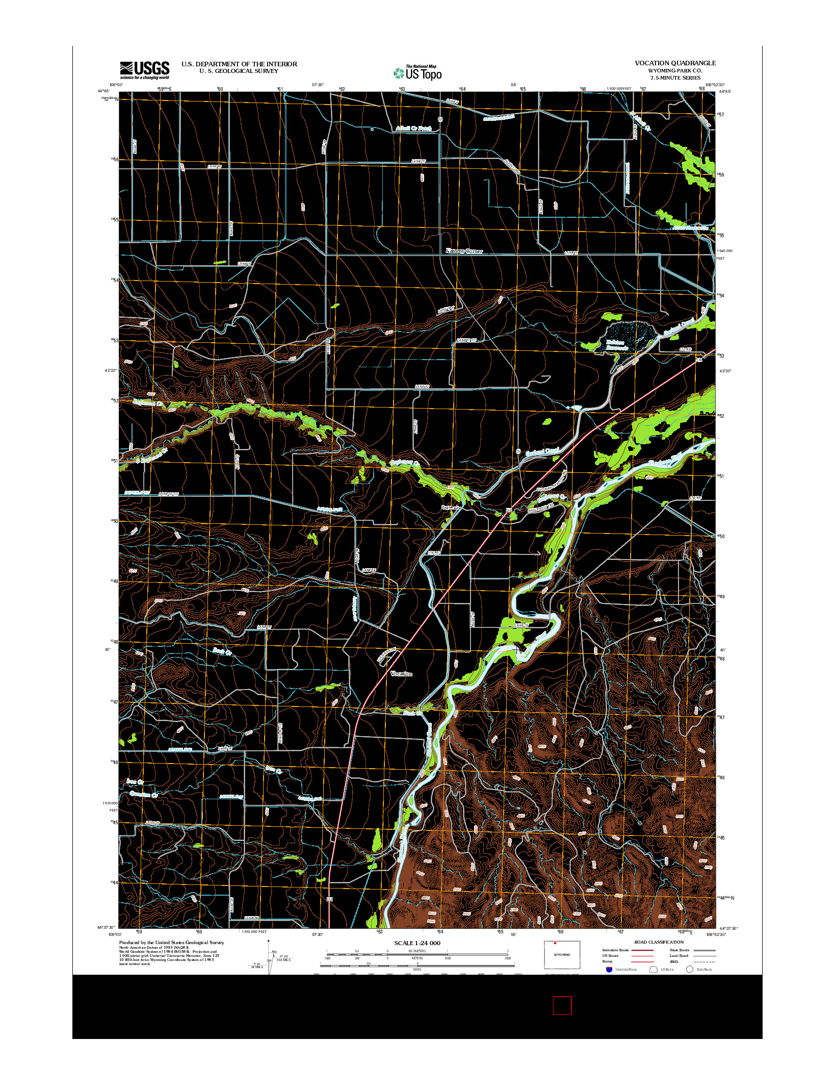 USGS US TOPO 7.5-MINUTE MAP FOR VOCATION, WY 2012