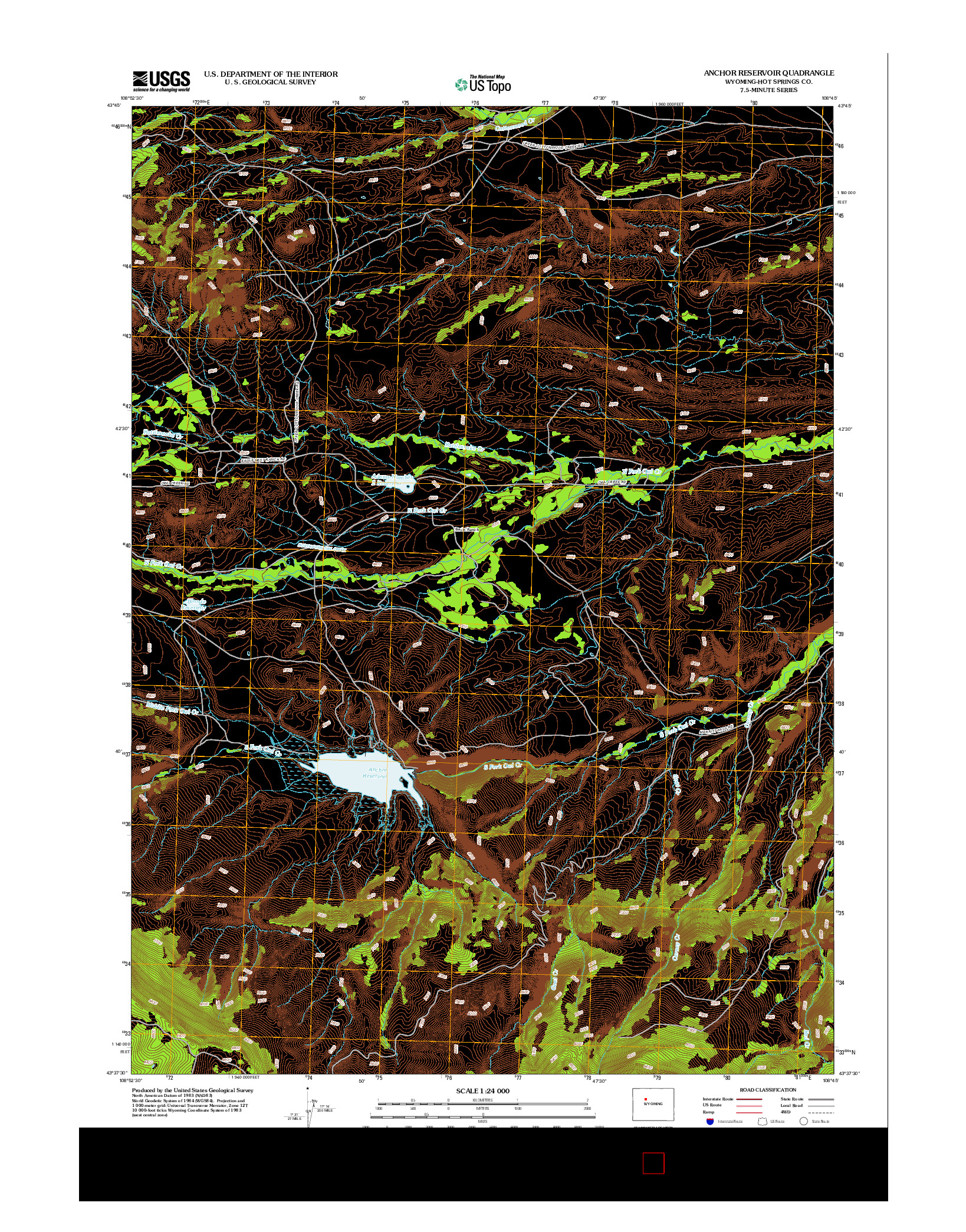 USGS US TOPO 7.5-MINUTE MAP FOR ANCHOR RESERVOIR, WY 2012