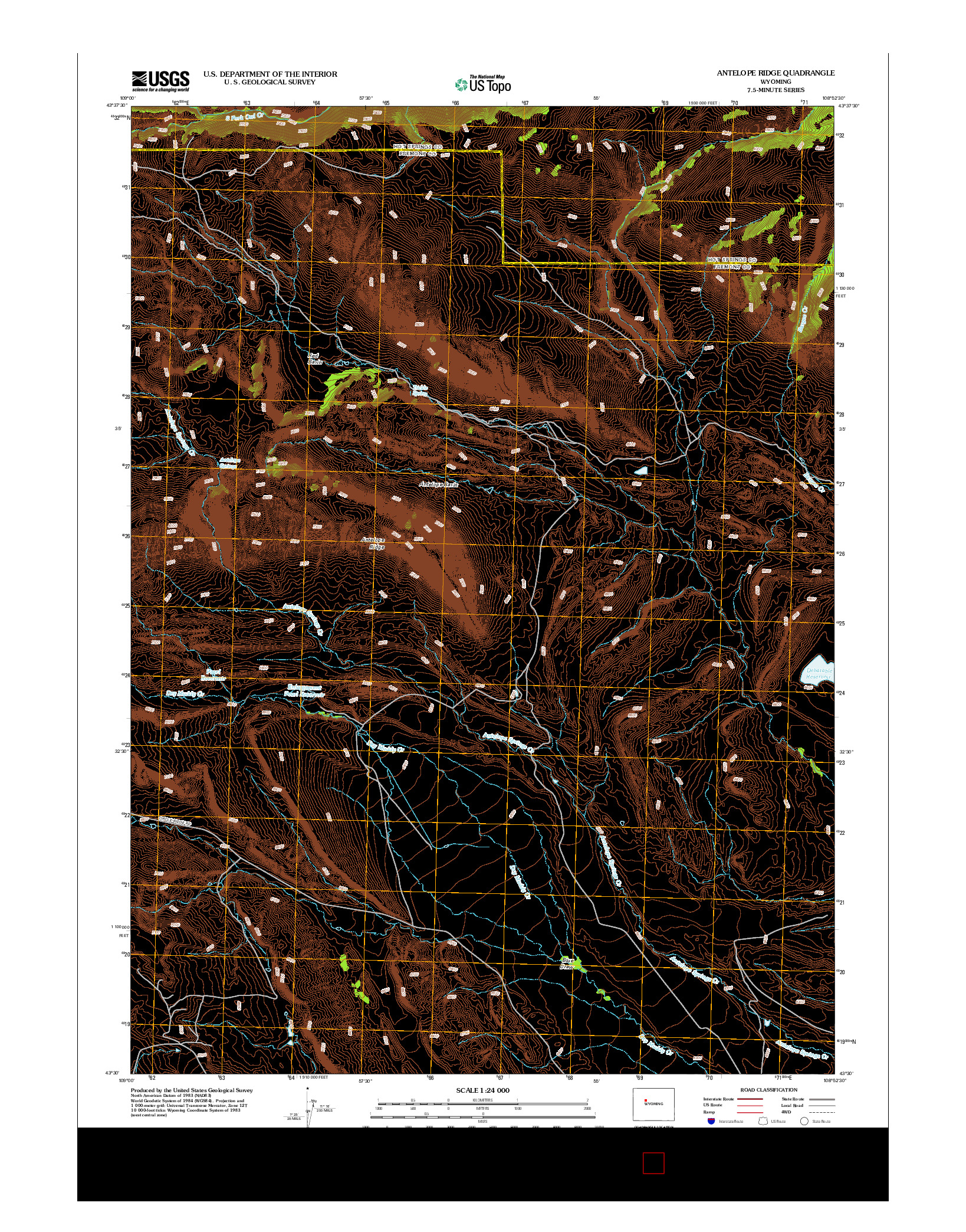 USGS US TOPO 7.5-MINUTE MAP FOR ANTELOPE RIDGE, WY 2012