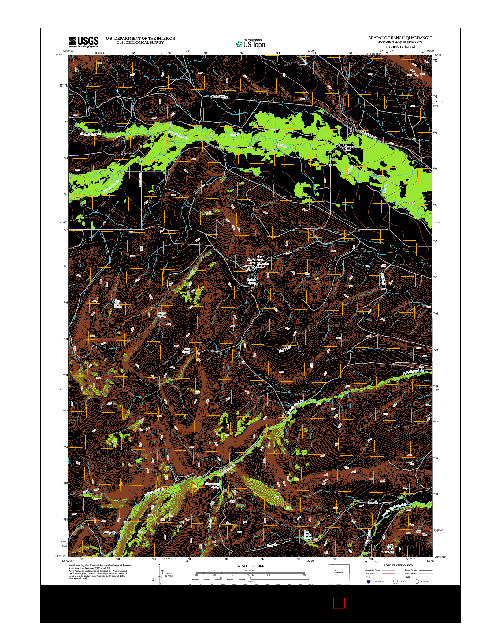 USGS US TOPO 7.5-MINUTE MAP FOR ARAPAHOE RANCH, WY 2012