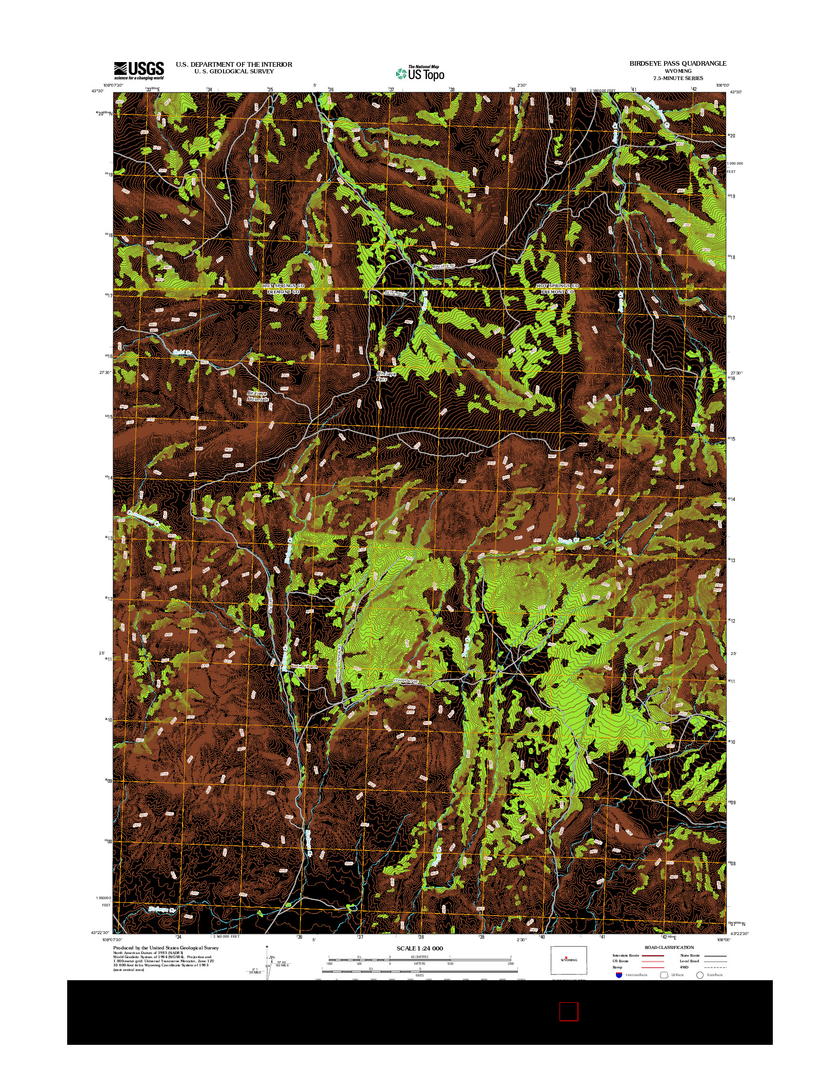 USGS US TOPO 7.5-MINUTE MAP FOR BIRDSEYE PASS, WY 2012