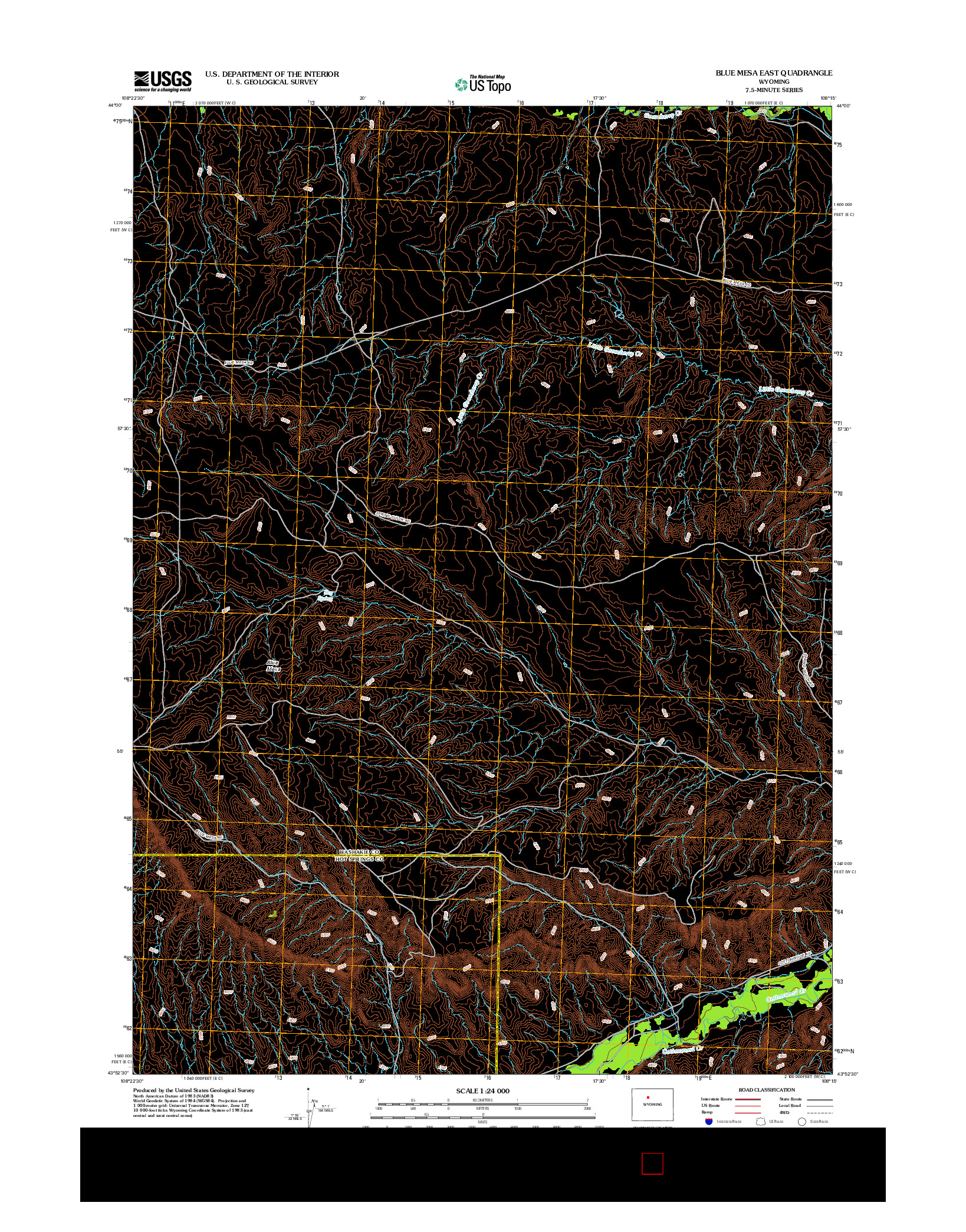 USGS US TOPO 7.5-MINUTE MAP FOR BLUE MESA EAST, WY 2012