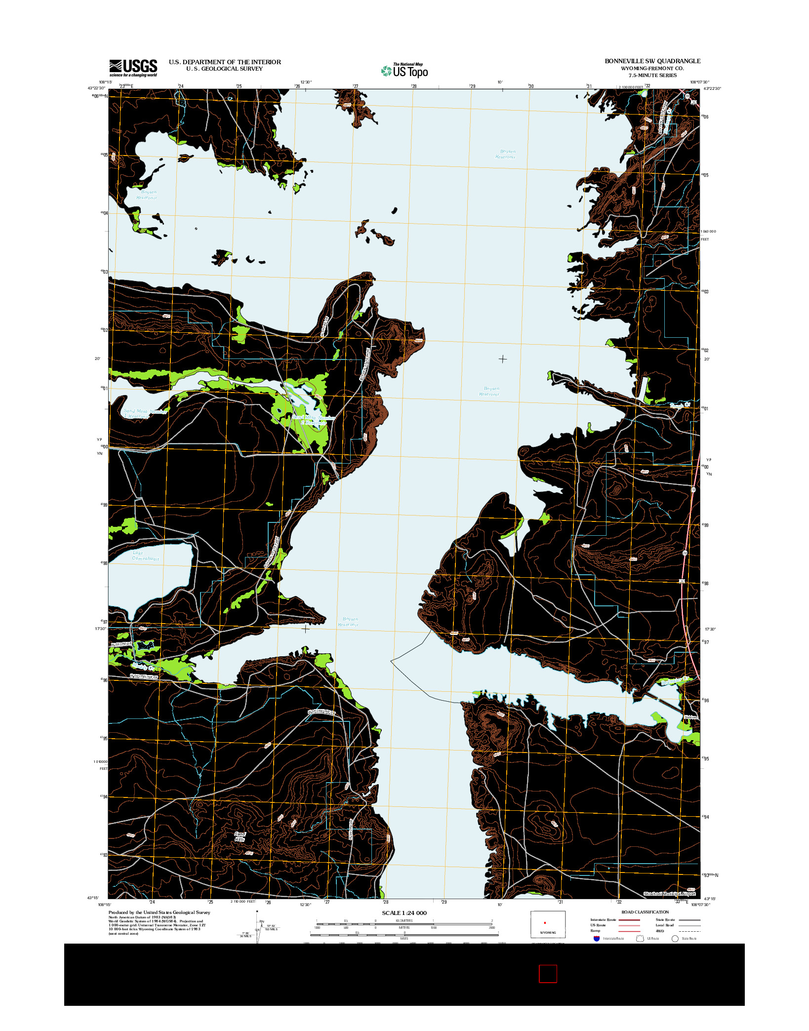 USGS US TOPO 7.5-MINUTE MAP FOR BONNEVILLE SW, WY 2012