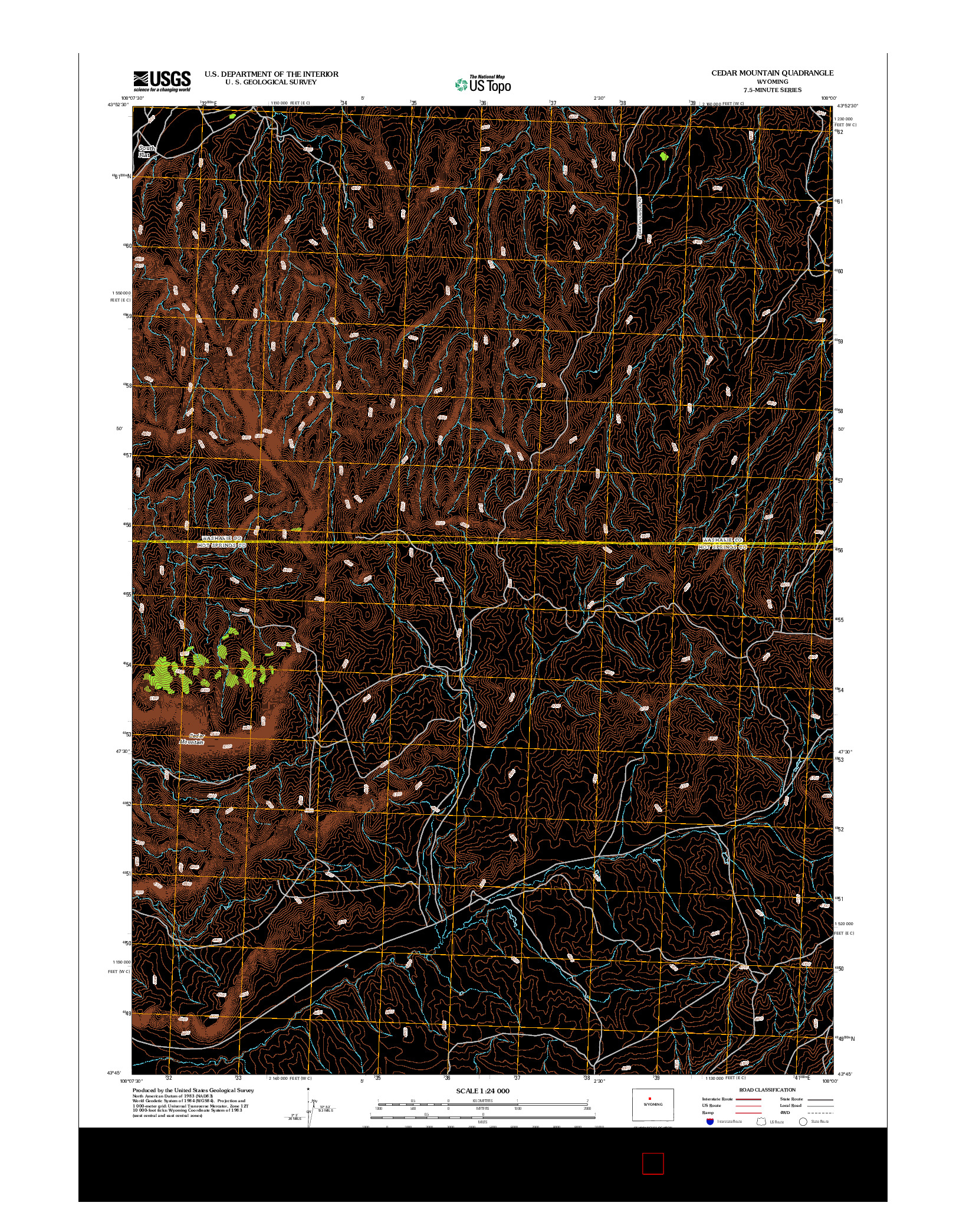 USGS US TOPO 7.5-MINUTE MAP FOR CEDAR MOUNTAIN, WY 2012