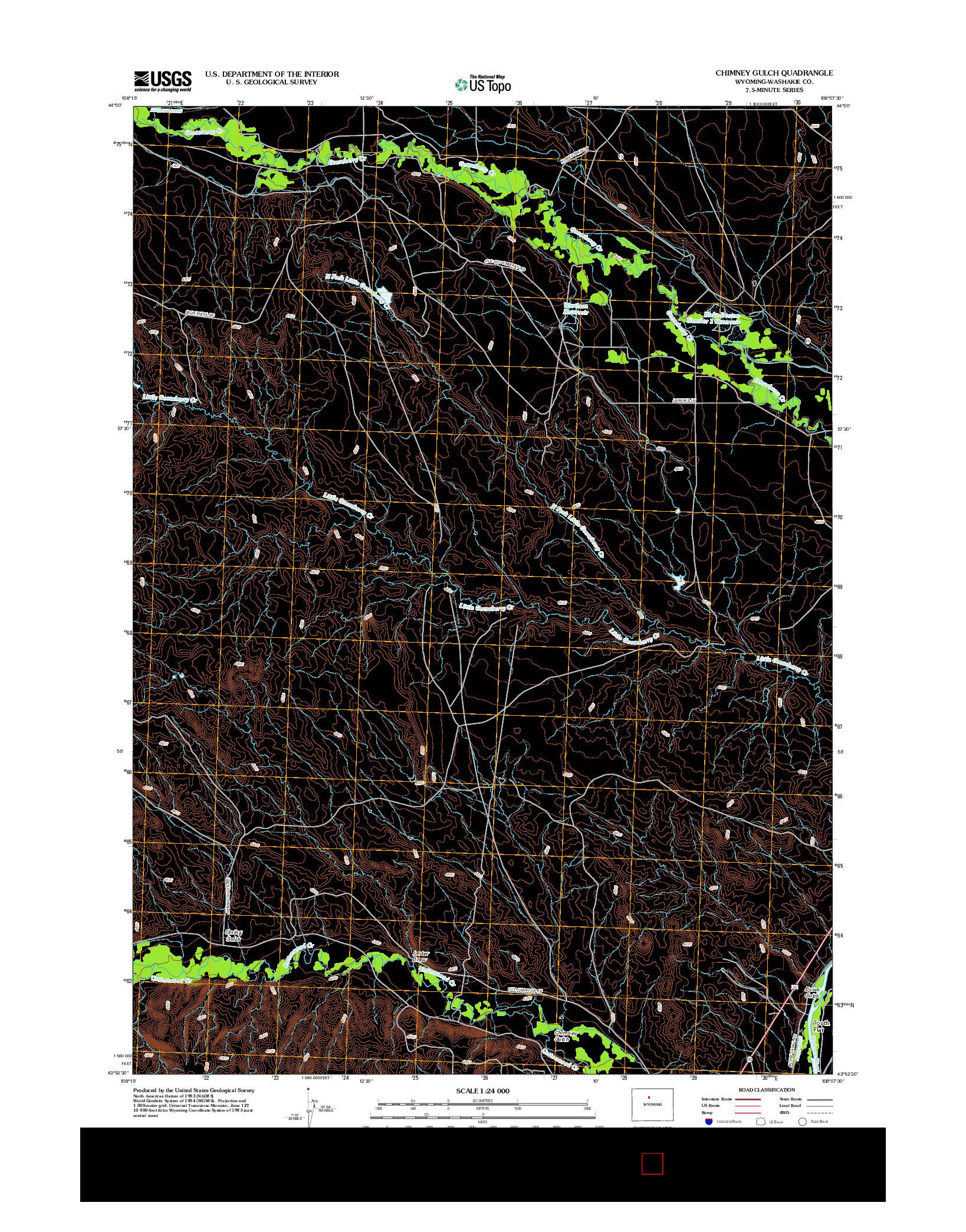 USGS US TOPO 7.5-MINUTE MAP FOR CHIMNEY GULCH, WY 2012