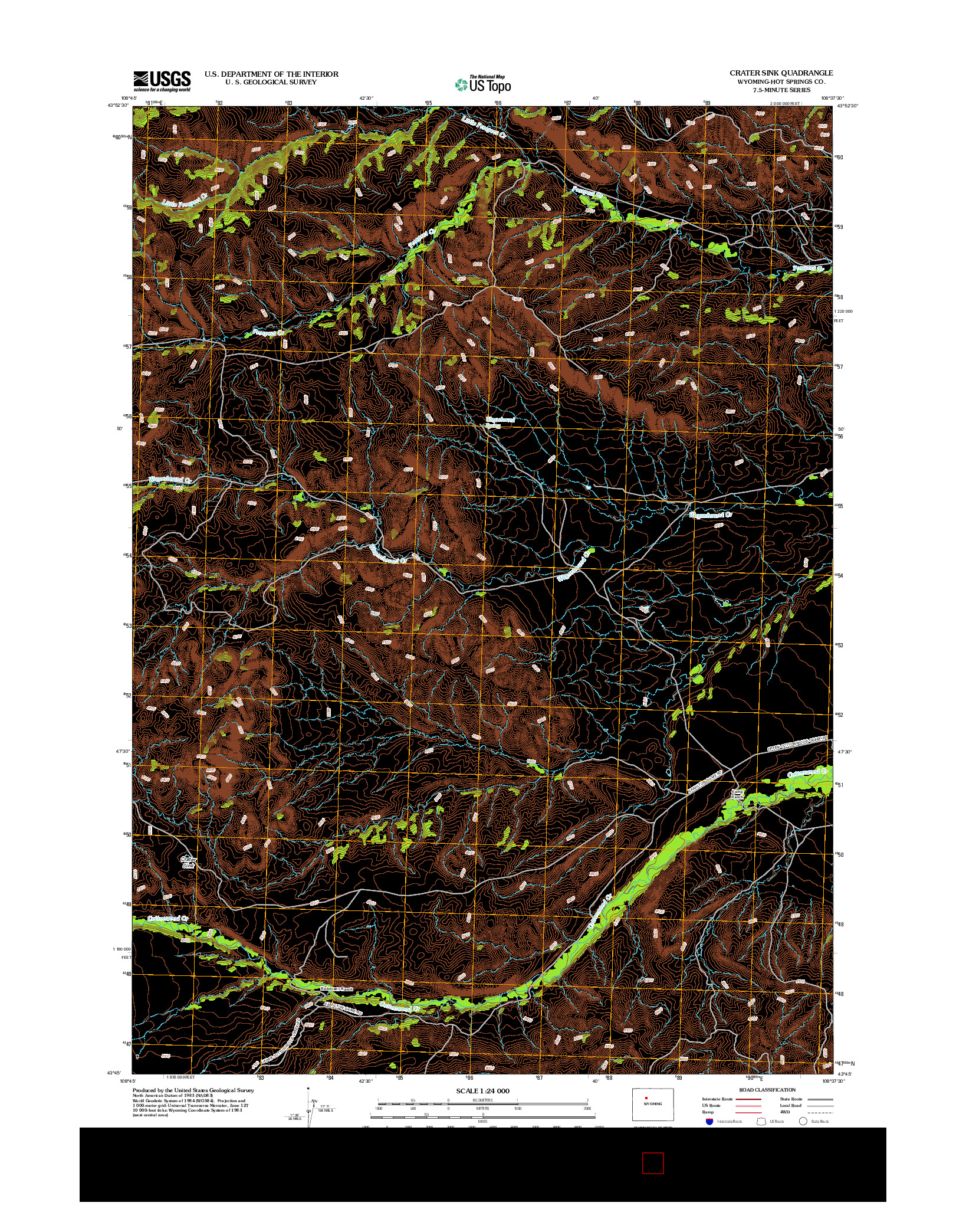 USGS US TOPO 7.5-MINUTE MAP FOR CRATER SINK, WY 2012