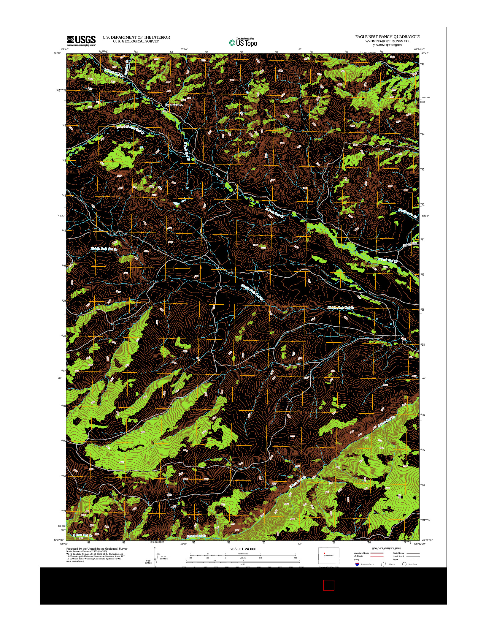 USGS US TOPO 7.5-MINUTE MAP FOR EAGLE NEST RANCH, WY 2012