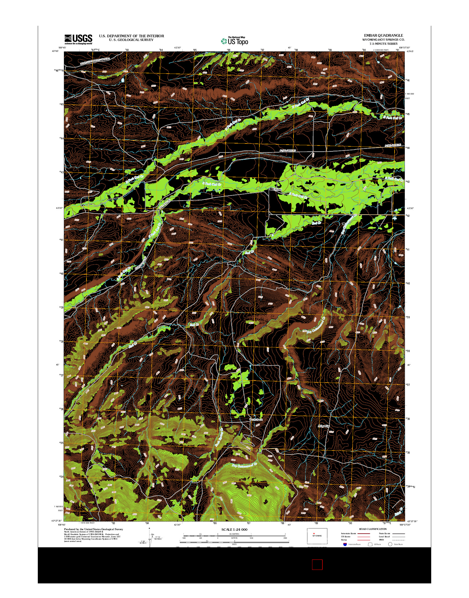 USGS US TOPO 7.5-MINUTE MAP FOR EMBAR, WY 2012