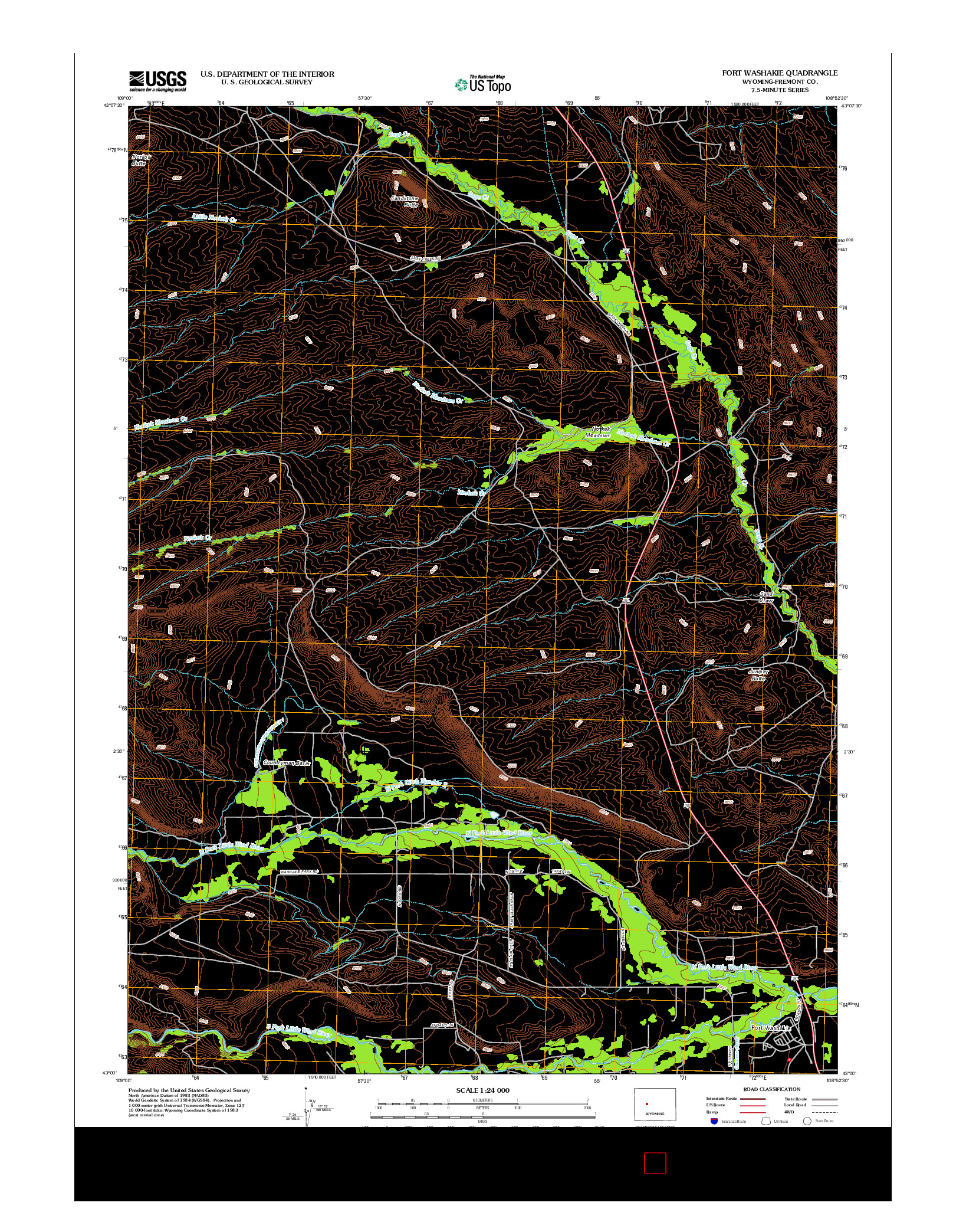 USGS US TOPO 7.5-MINUTE MAP FOR FORT WASHAKIE, WY 2012