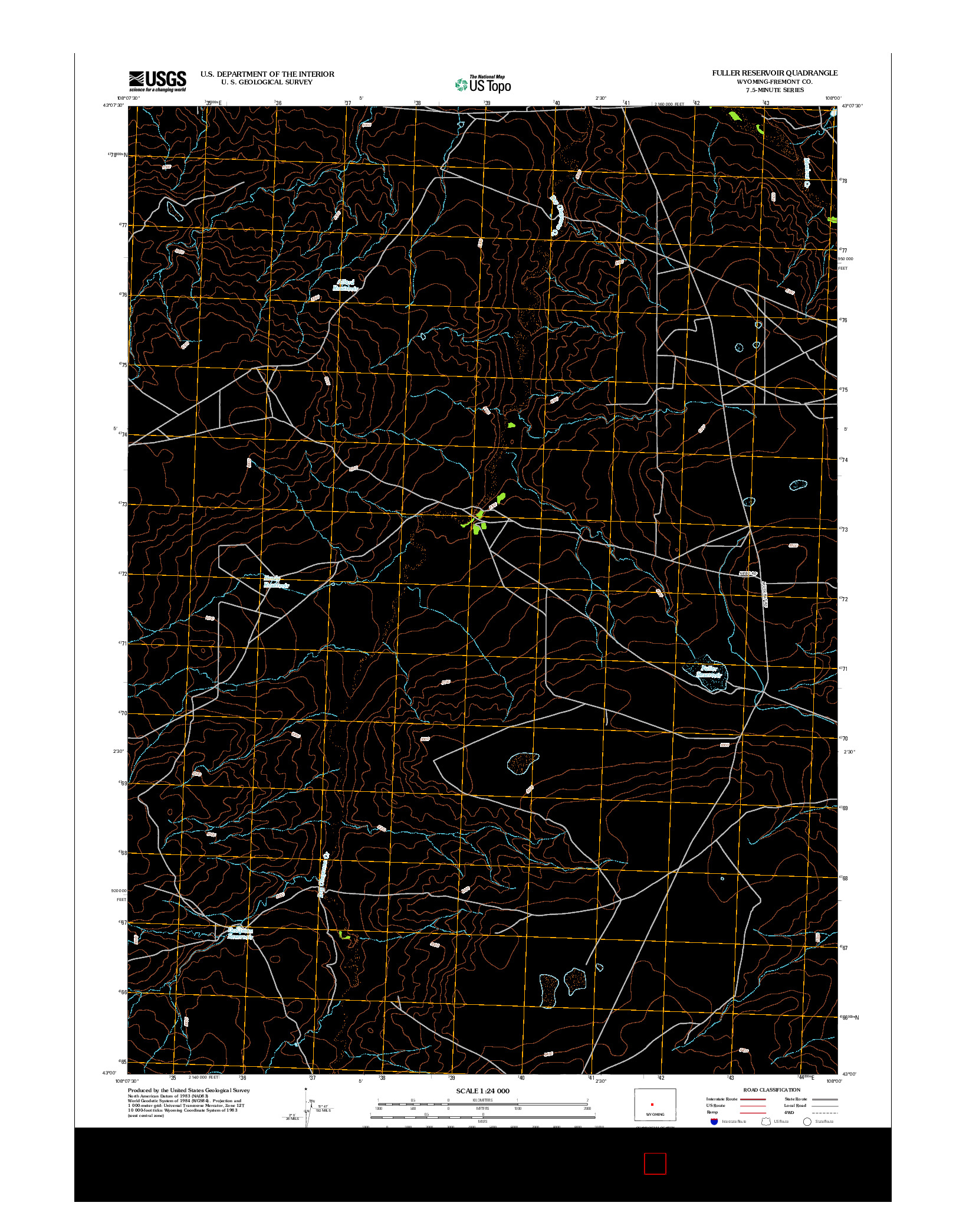 USGS US TOPO 7.5-MINUTE MAP FOR FULLER RESERVOIR, WY 2012