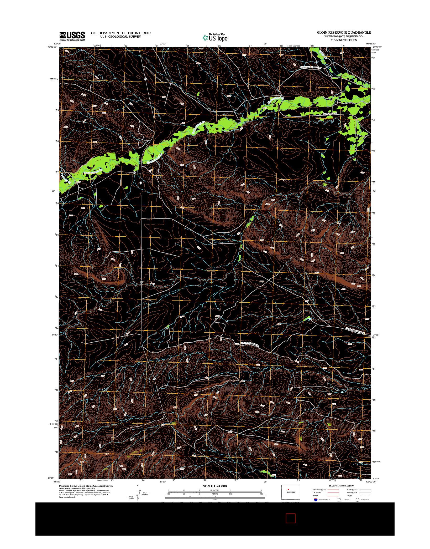 USGS US TOPO 7.5-MINUTE MAP FOR GLOIN RESERVOIR, WY 2012