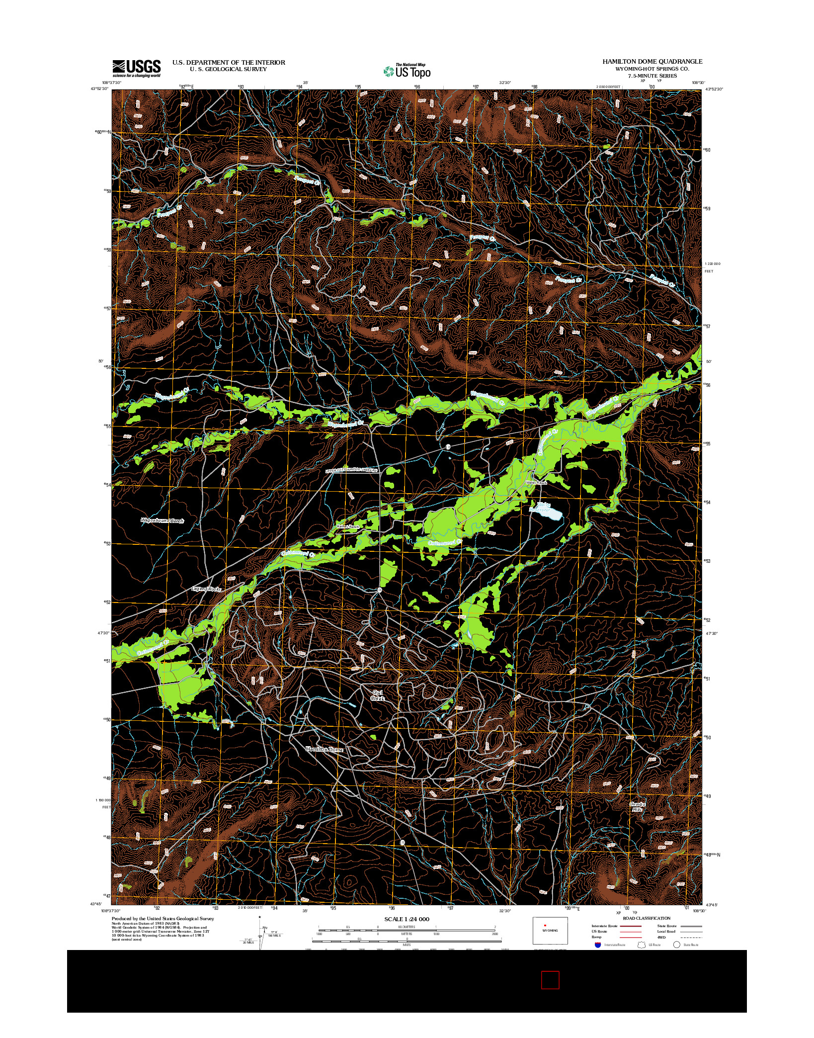 USGS US TOPO 7.5-MINUTE MAP FOR HAMILTON DOME, WY 2012