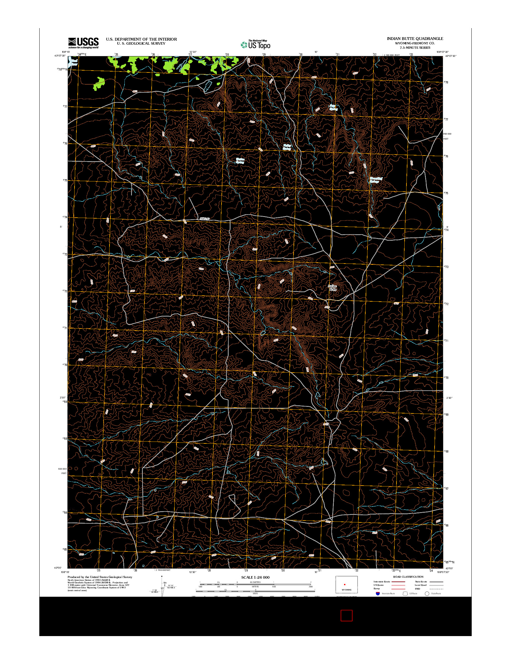 USGS US TOPO 7.5-MINUTE MAP FOR INDIAN BUTTE, WY 2012