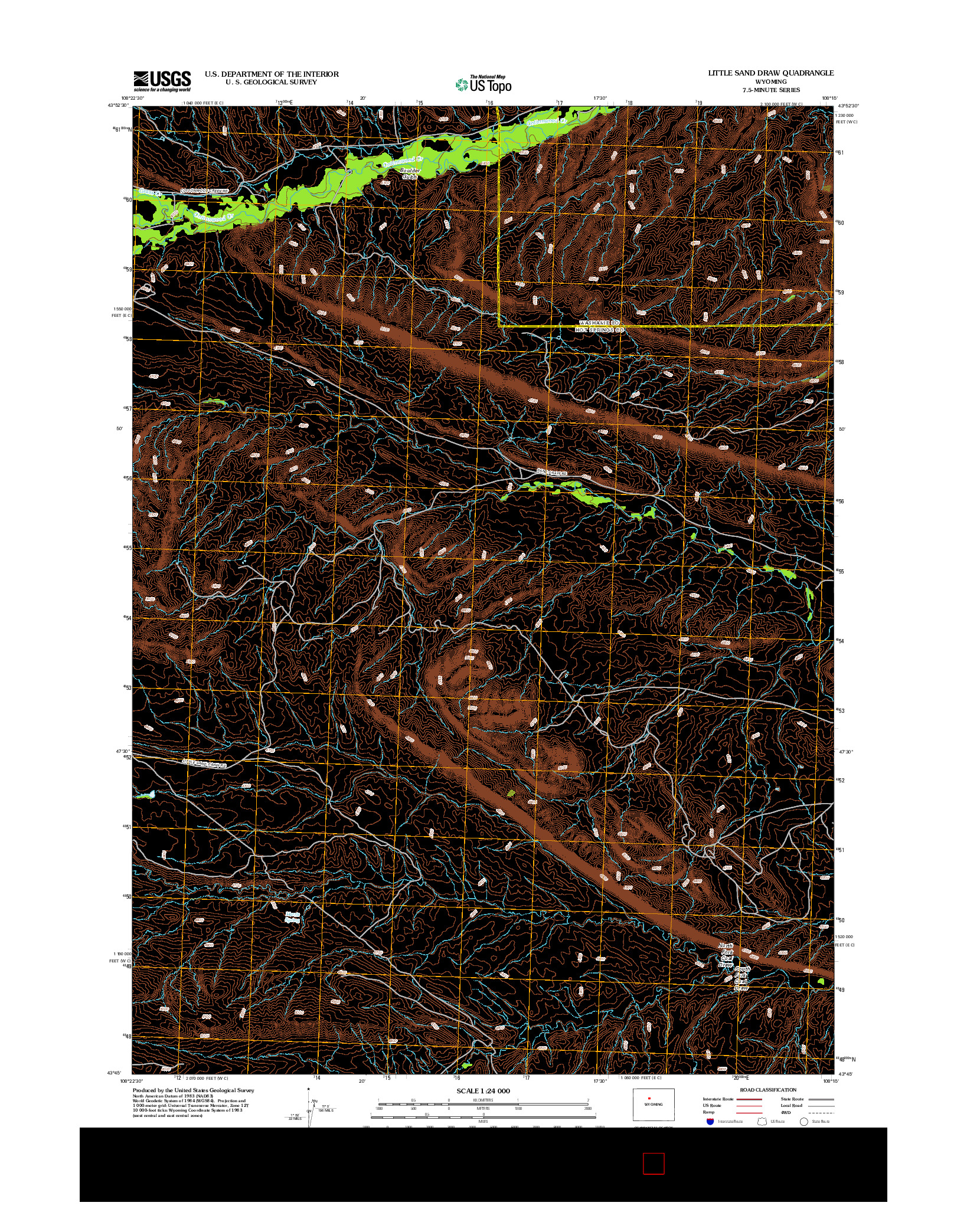 USGS US TOPO 7.5-MINUTE MAP FOR LITTLE SAND DRAW, WY 2012