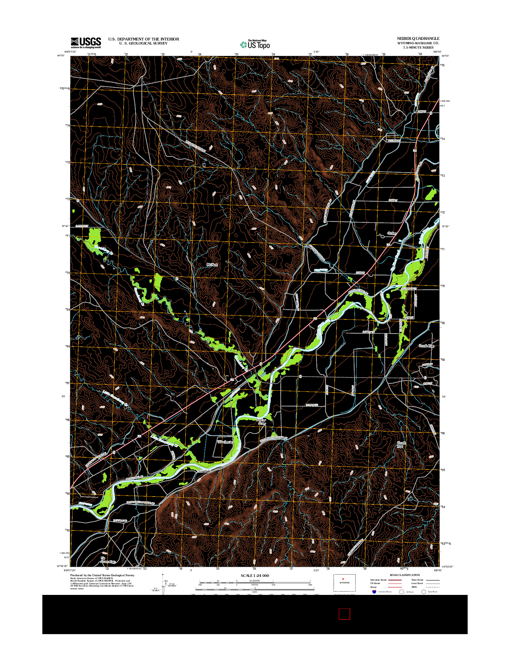 USGS US TOPO 7.5-MINUTE MAP FOR NEIBER, WY 2012