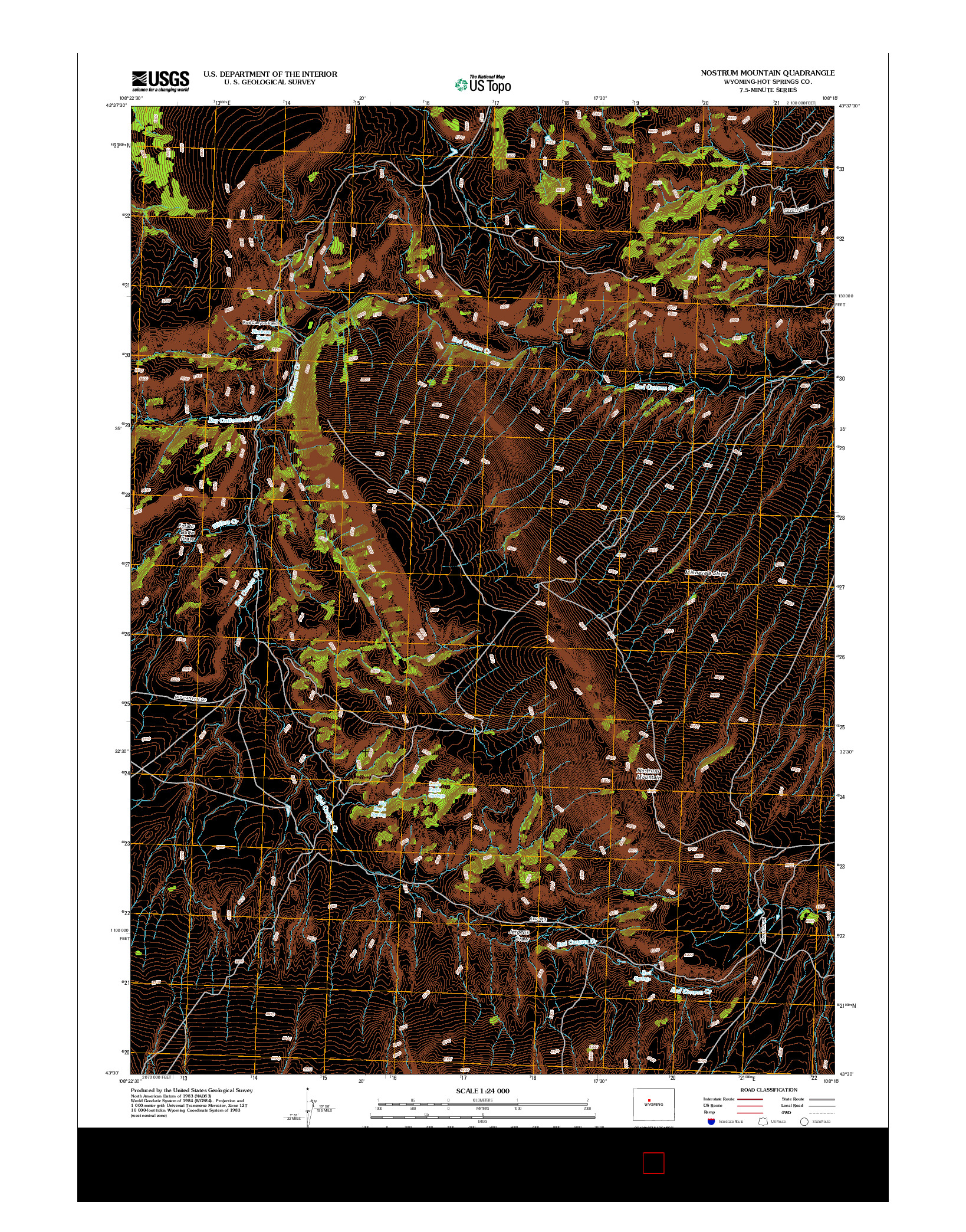 USGS US TOPO 7.5-MINUTE MAP FOR NOSTRUM MOUNTAIN, WY 2012