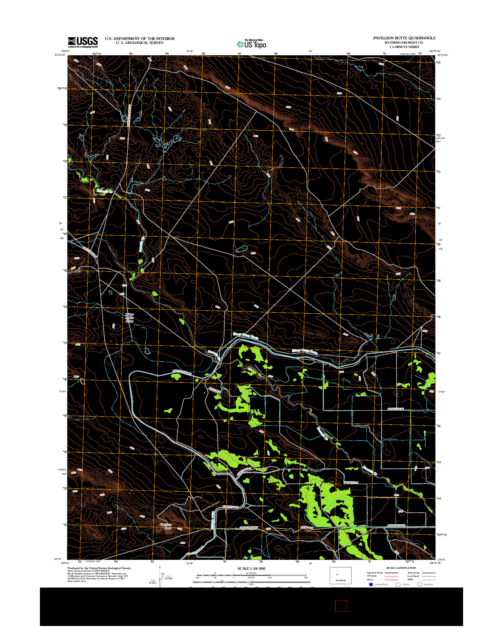 USGS US TOPO 7.5-MINUTE MAP FOR PAVILLION BUTTE, WY 2012