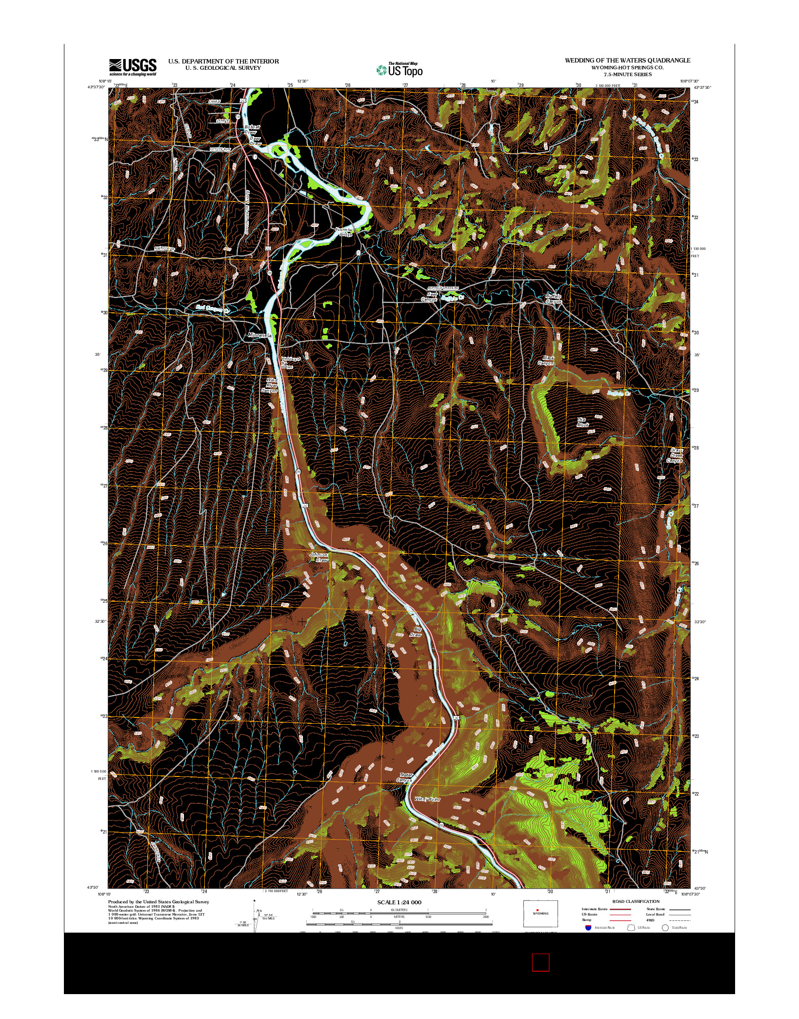 USGS US TOPO 7.5-MINUTE MAP FOR WEDDING OF THE WATERS, WY 2012